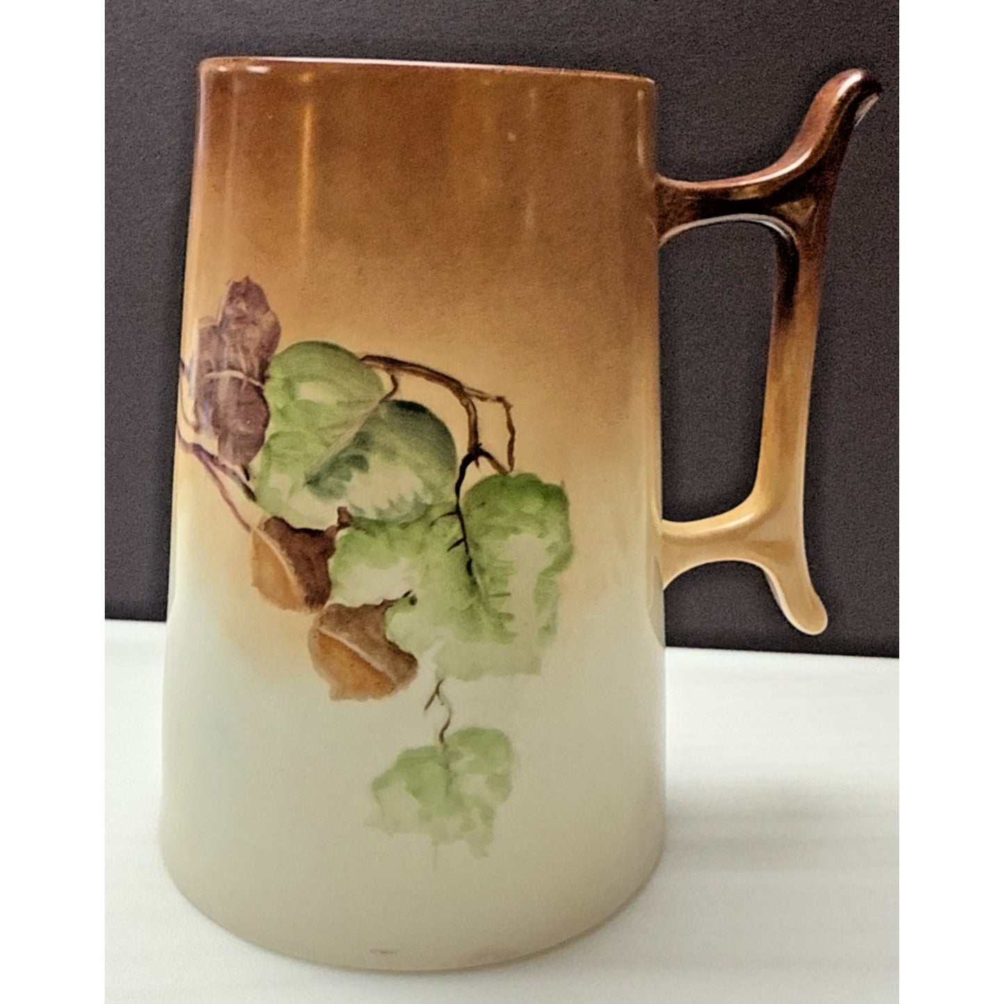 Antique Royal Bavaria Hand Painted Tankard Large Mug Signed Acorns Leaves