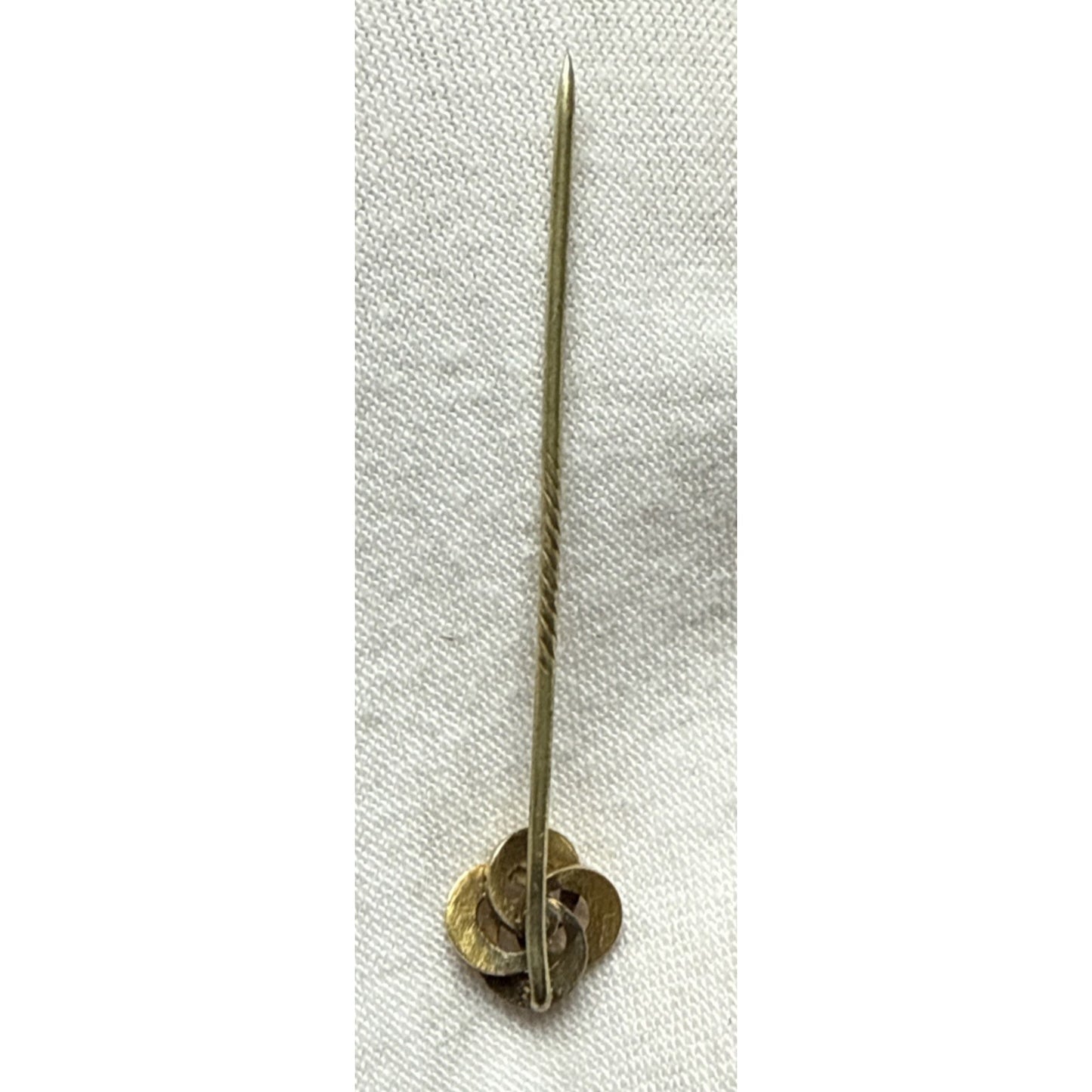 Antique Love Knot Rolled Gold Brass Victorian Stick Pin Hat Pin As Is
