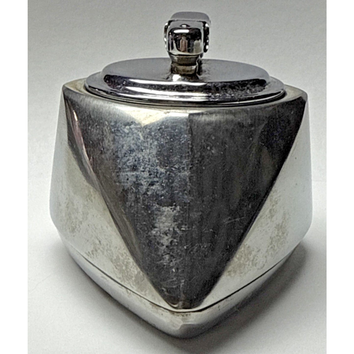 Art Deco Colibri Mono Gas Chrome Stainless Steel Geometric Table Lighter As-Is