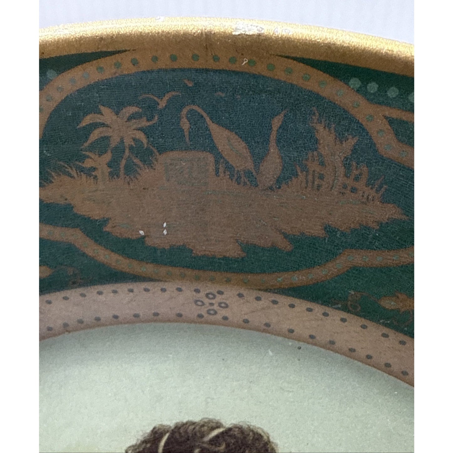 Antique Dresden Art Plate Tin Litho Metal Victorian Ariadne No 201