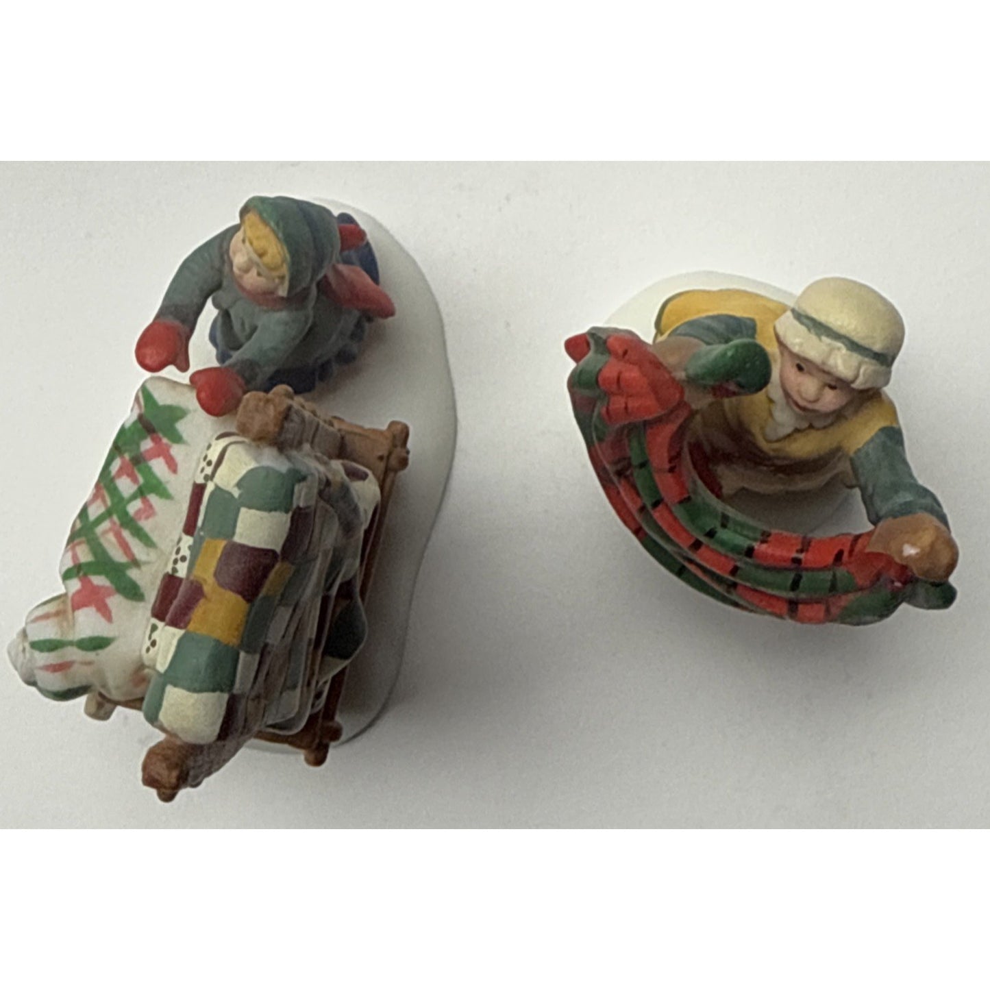 Vintage Set of 2 Dept 56 New England Village Christmas Bazaar Handmade Quilts