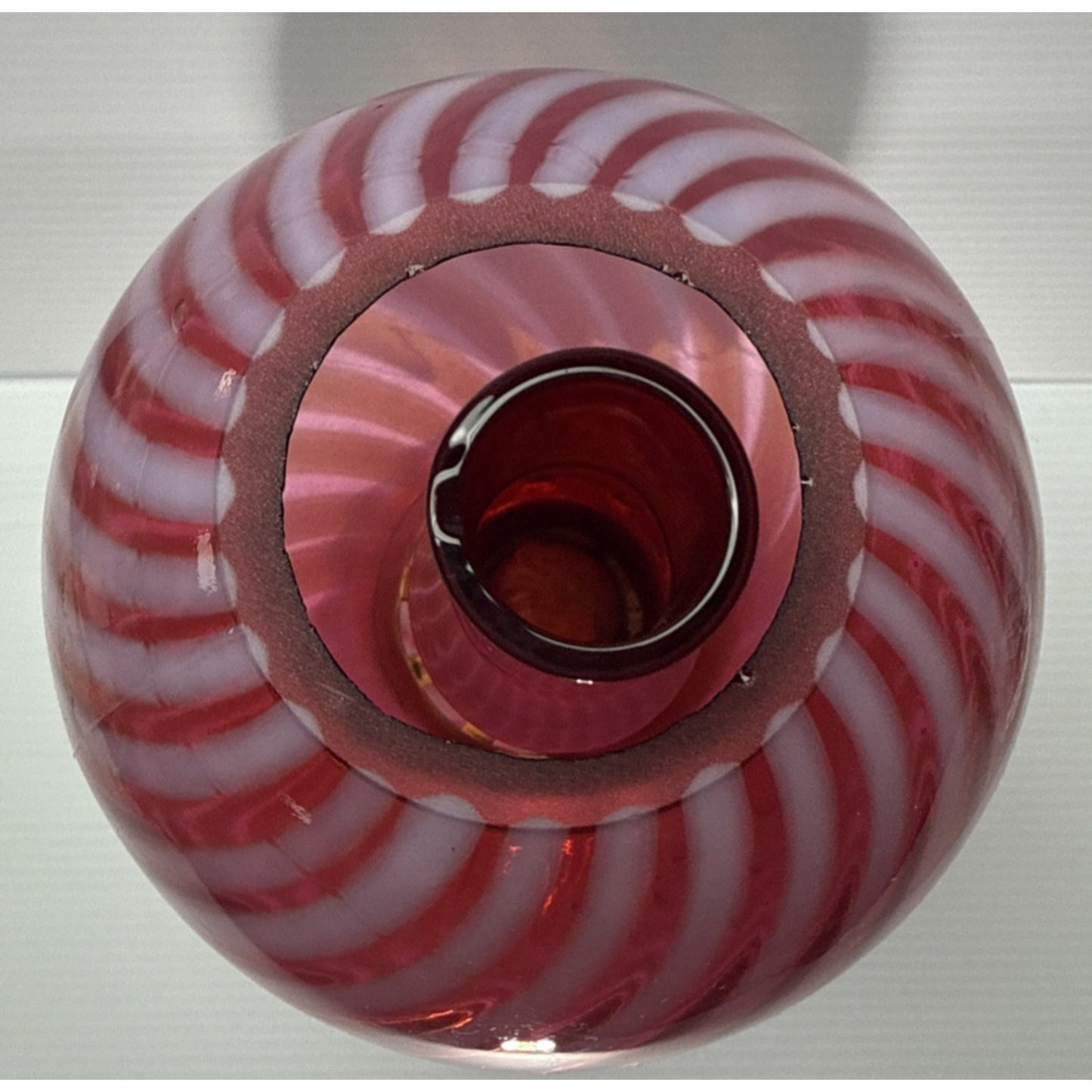 Antique Cranberry Swirl Opalescent Miniature Oil Lamp Red Hurricane Scarce As-Is