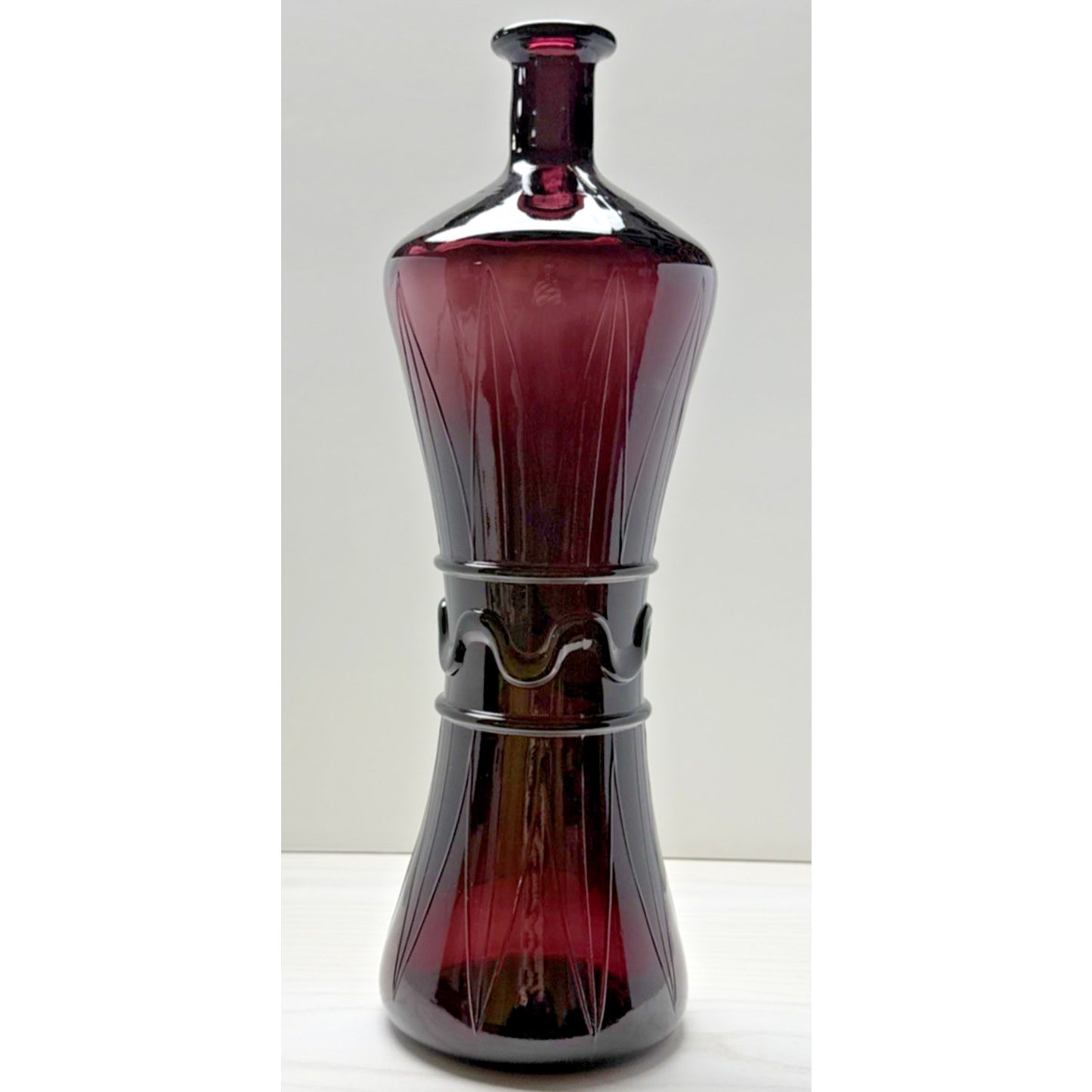 MCM Italy Empoli Glass Genie Bottle Decanter Purple Amethyst No Stopper As Is