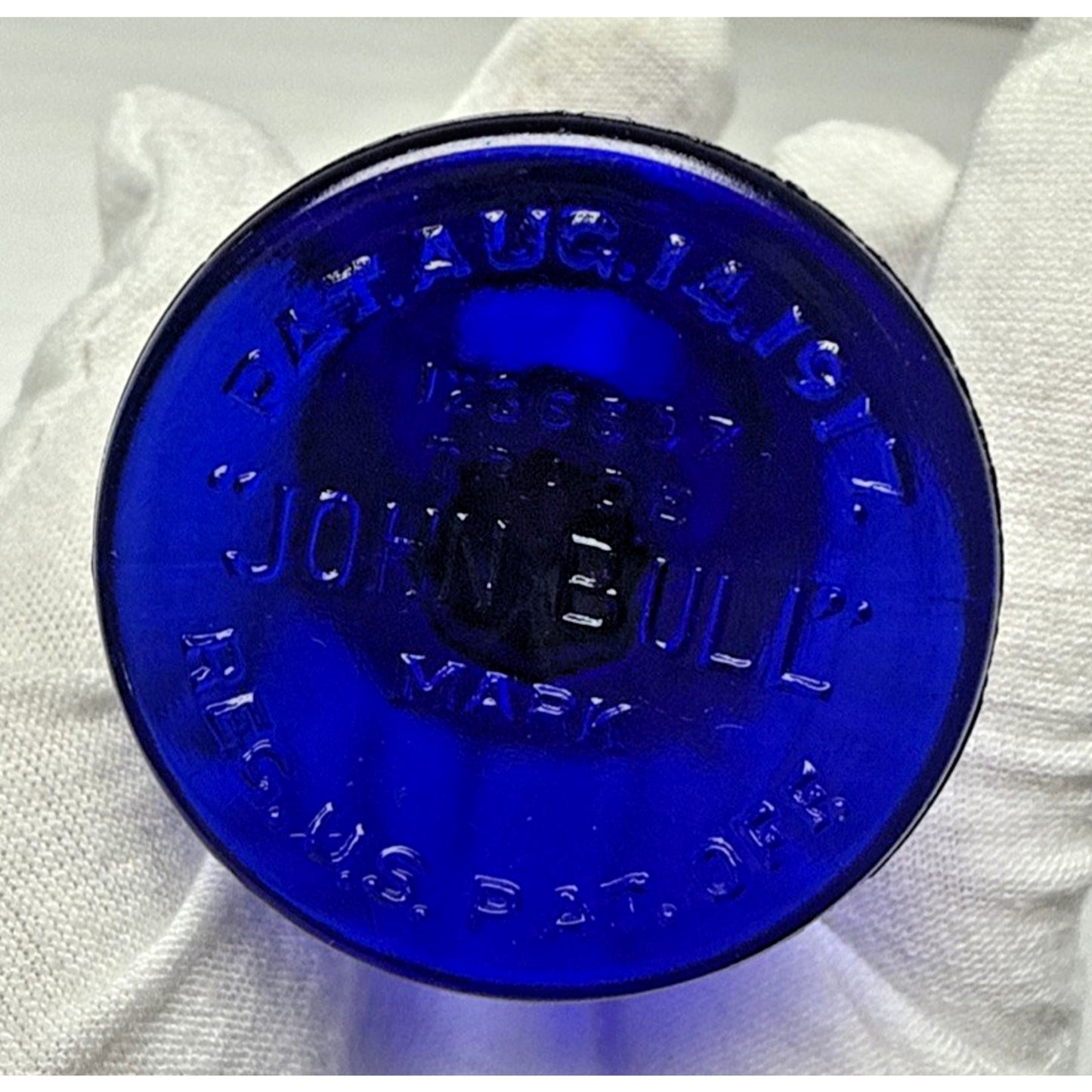 Antique John Bull Cobalt Blue Trademark 1917 Pinched Eye Wash Cup