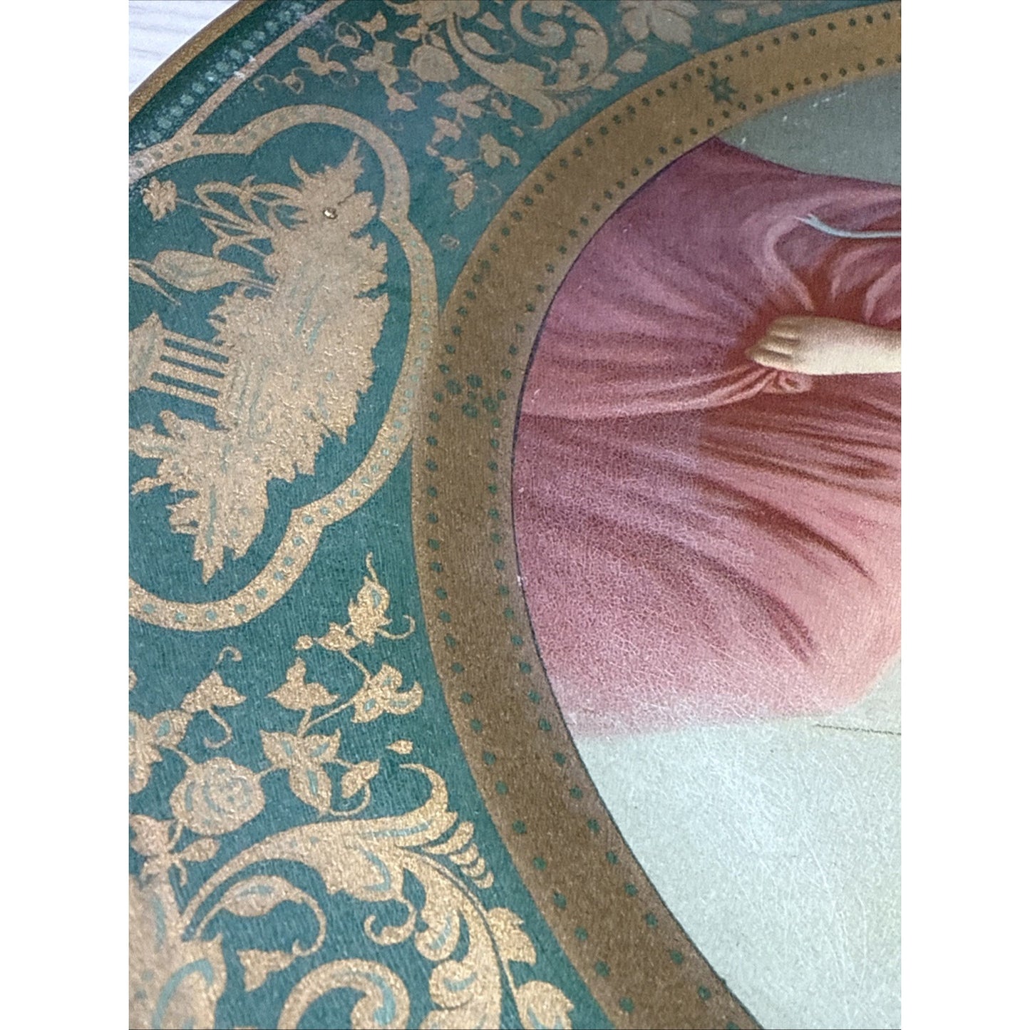Antique Dresden Art Plate Tin Litho Metal Victorian Ariadne No 201