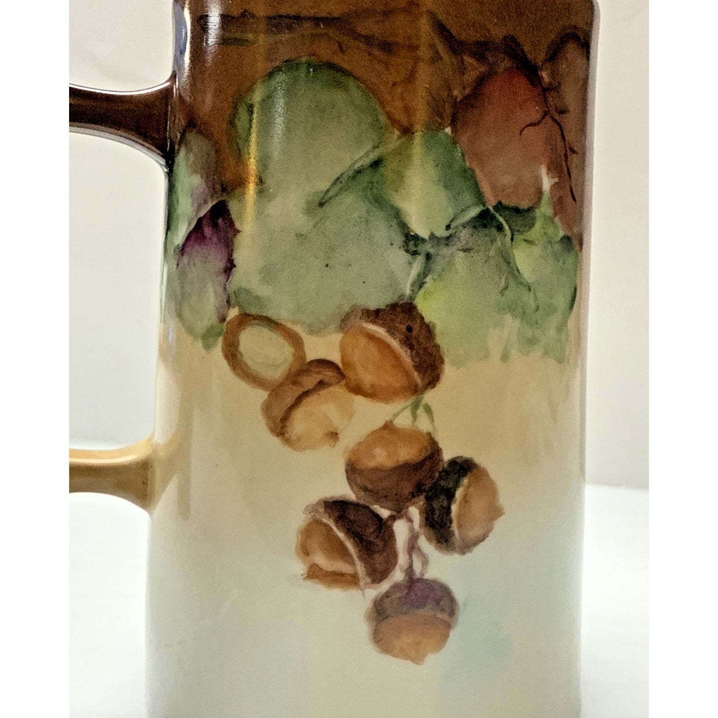 Antique Royal Bavaria Hand Painted Tankard Large Mug Signed Acorns Leaves