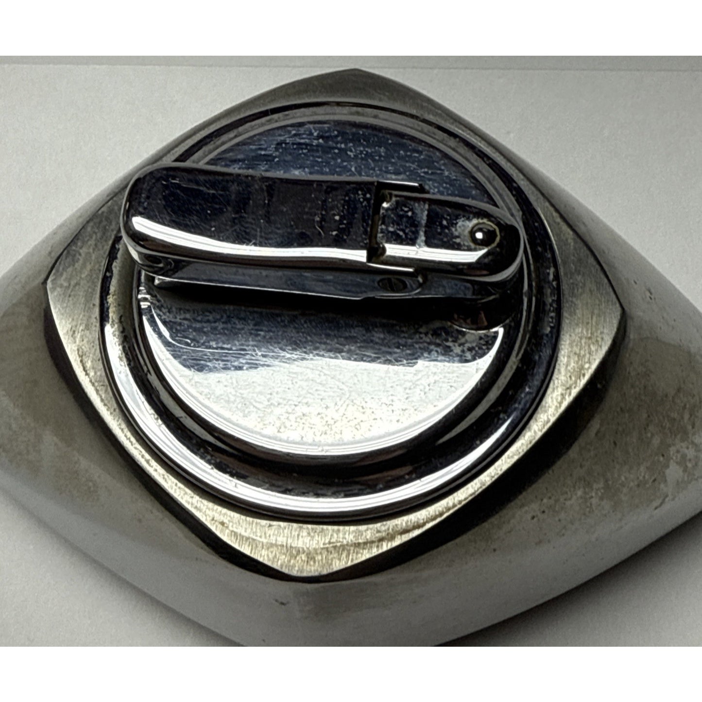Art Deco Colibri Mono Gas Chrome Stainless Steel Geometric Table Lighter As-Is
