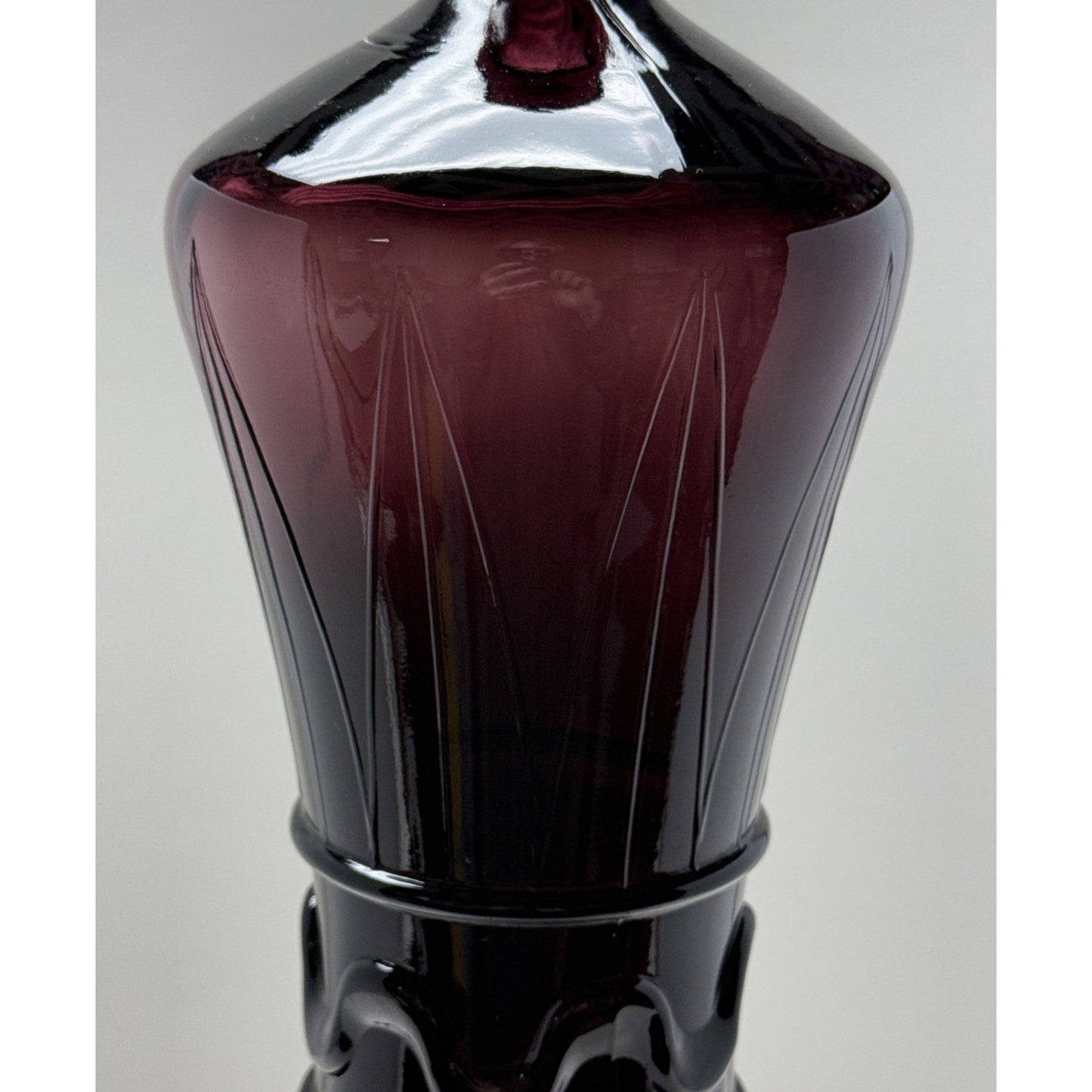 MCM Italy Empoli Glass Genie Bottle Decanter Purple Amethyst No Stopper As Is