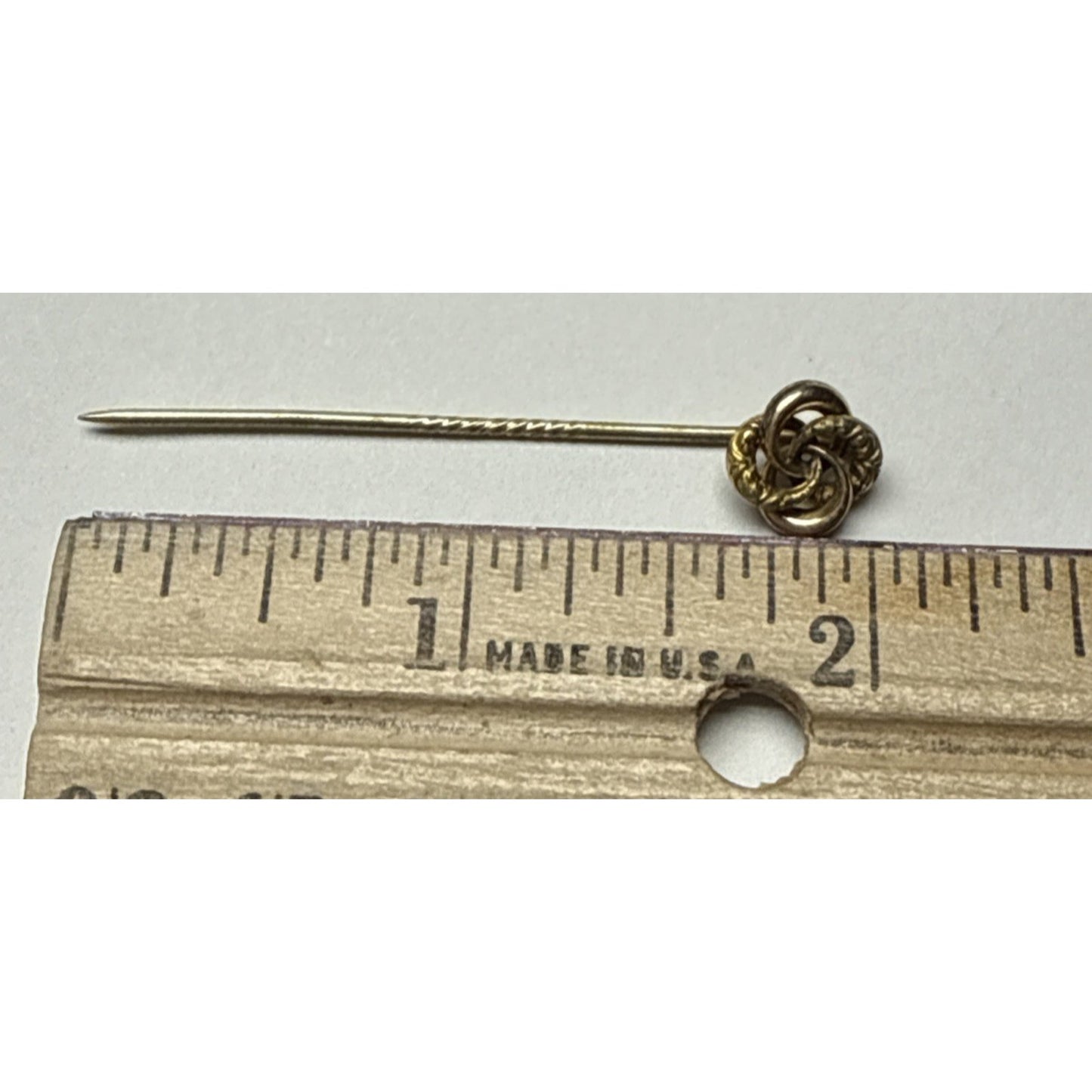 Antique Love Knot Rolled Gold Brass Victorian Stick Pin Hat Pin As Is
