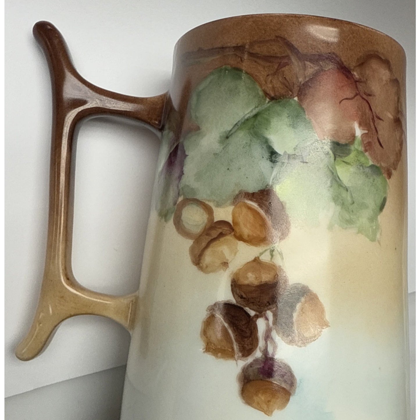 Antique Royal Bavaria Hand Painted Tankard Large Mug Signed Acorns Leaves
