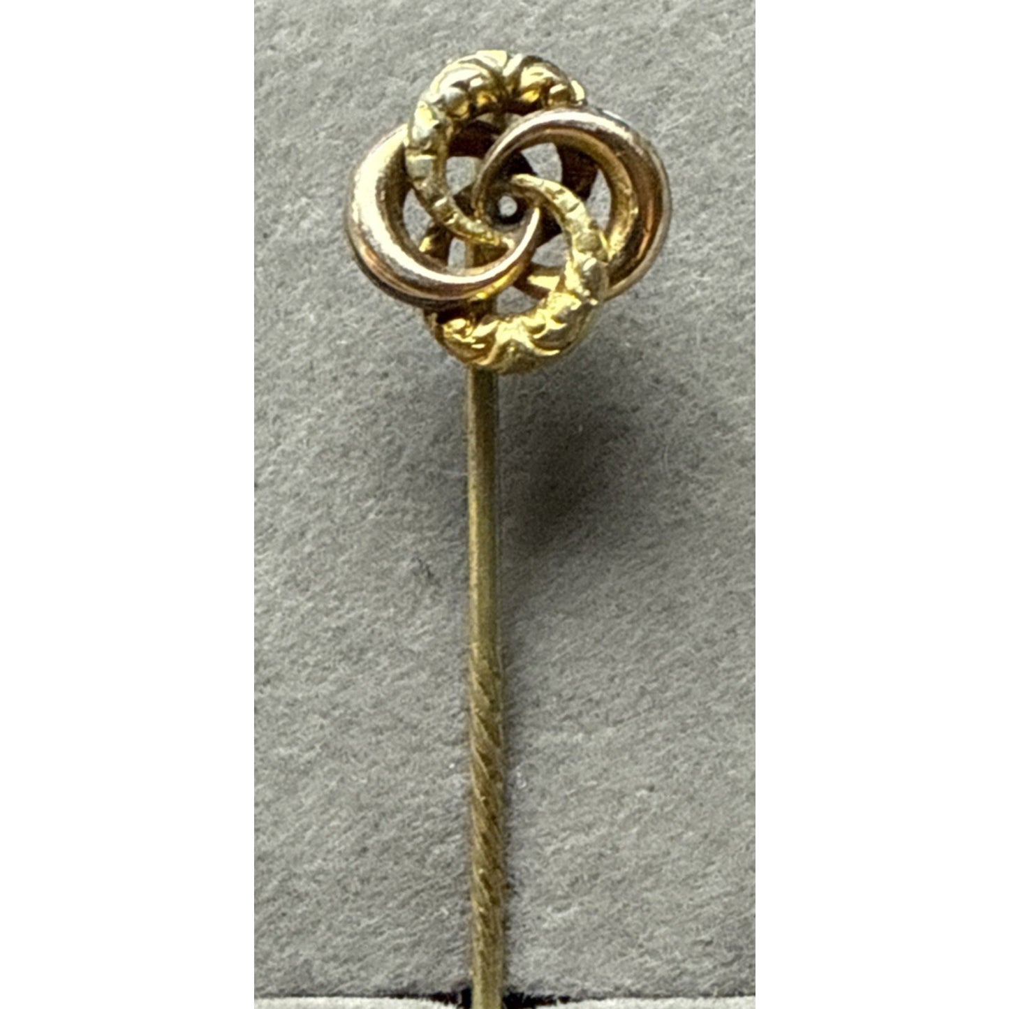 Antique Love Knot Rolled Gold Brass Victorian Stick Pin Hat Pin As Is