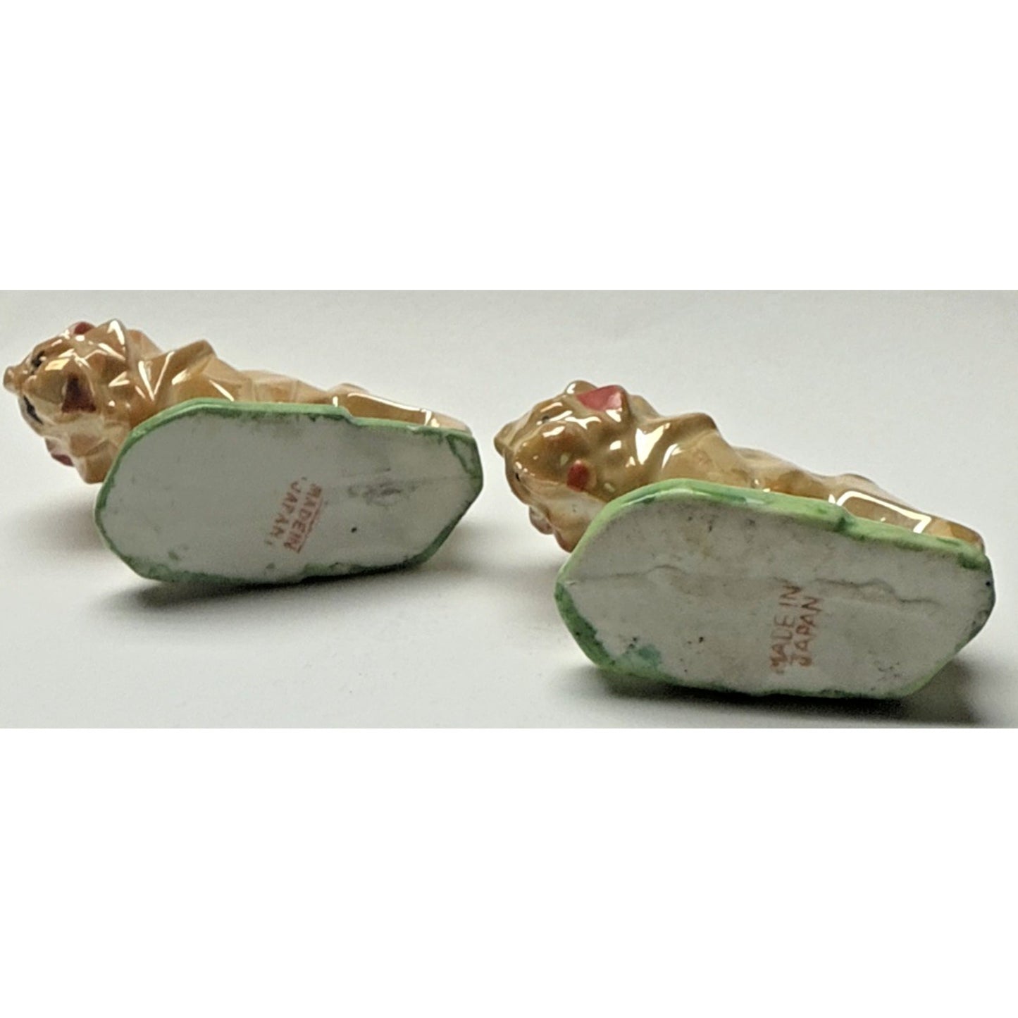 Vtg MCM Lot Of 2 Lion Pin Cushion Lusterware Painted Japan READ