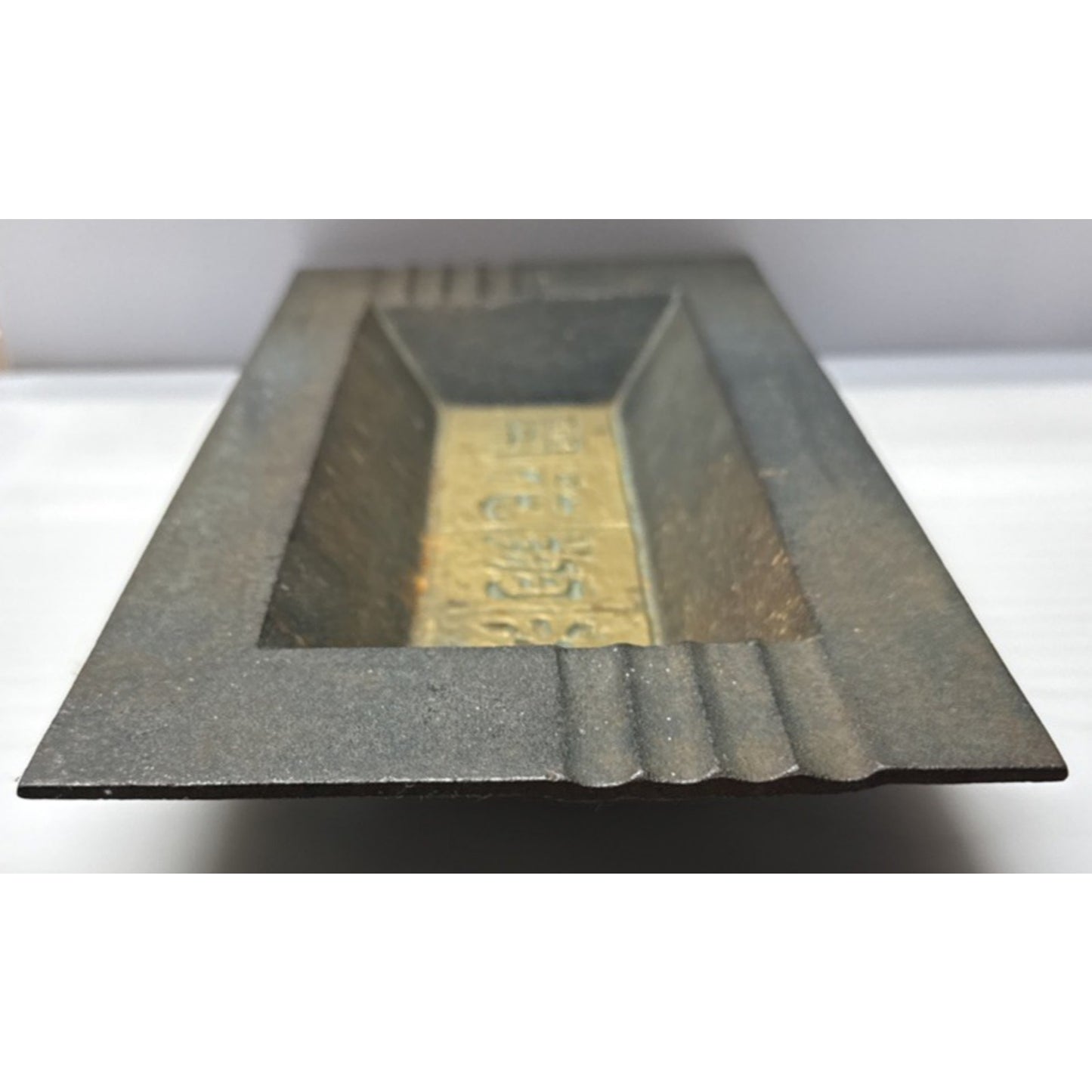 MCM Japanese Nambu Tekki Cast Iron Brutalist Incense Burner Ashtray Script