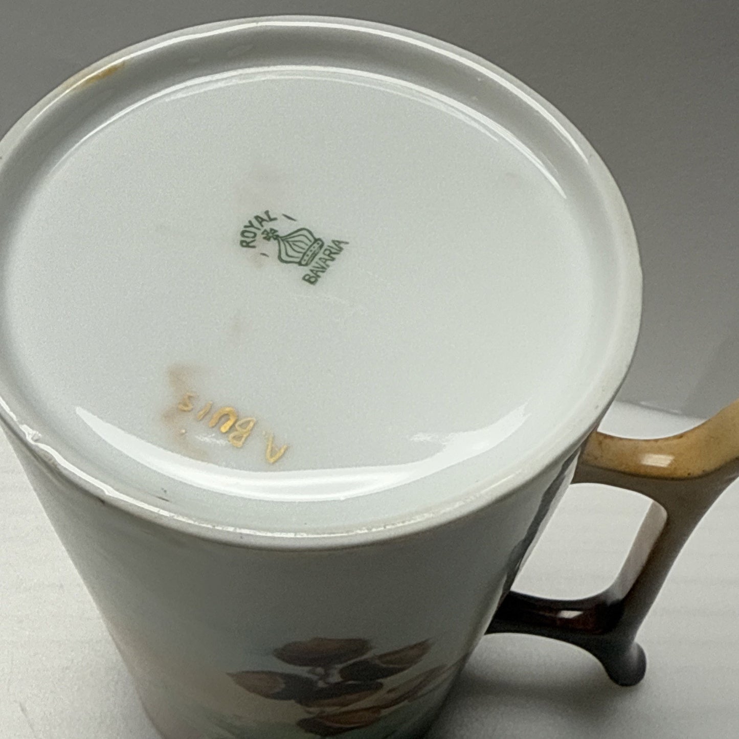 Antique Royal Bavaria Hand Painted Tankard Large Mug Signed Acorns Leaves