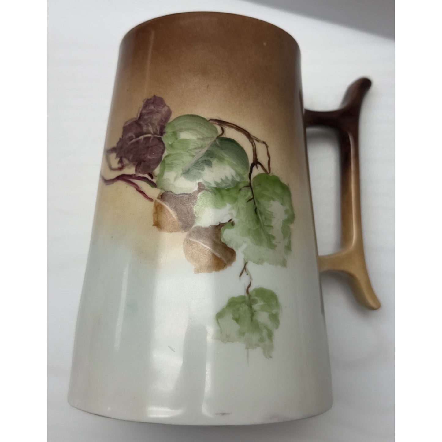 Antique Royal Bavaria Hand Painted Tankard Large Mug Signed Acorns Leaves