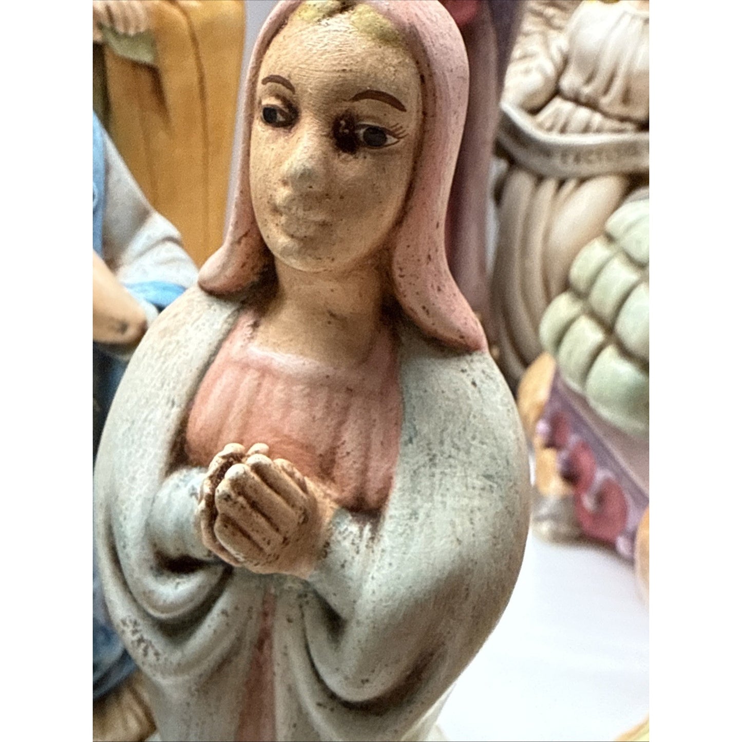 Vintage Lot of 19 Holland Mold Ceramic Nativity Set Painted As Is