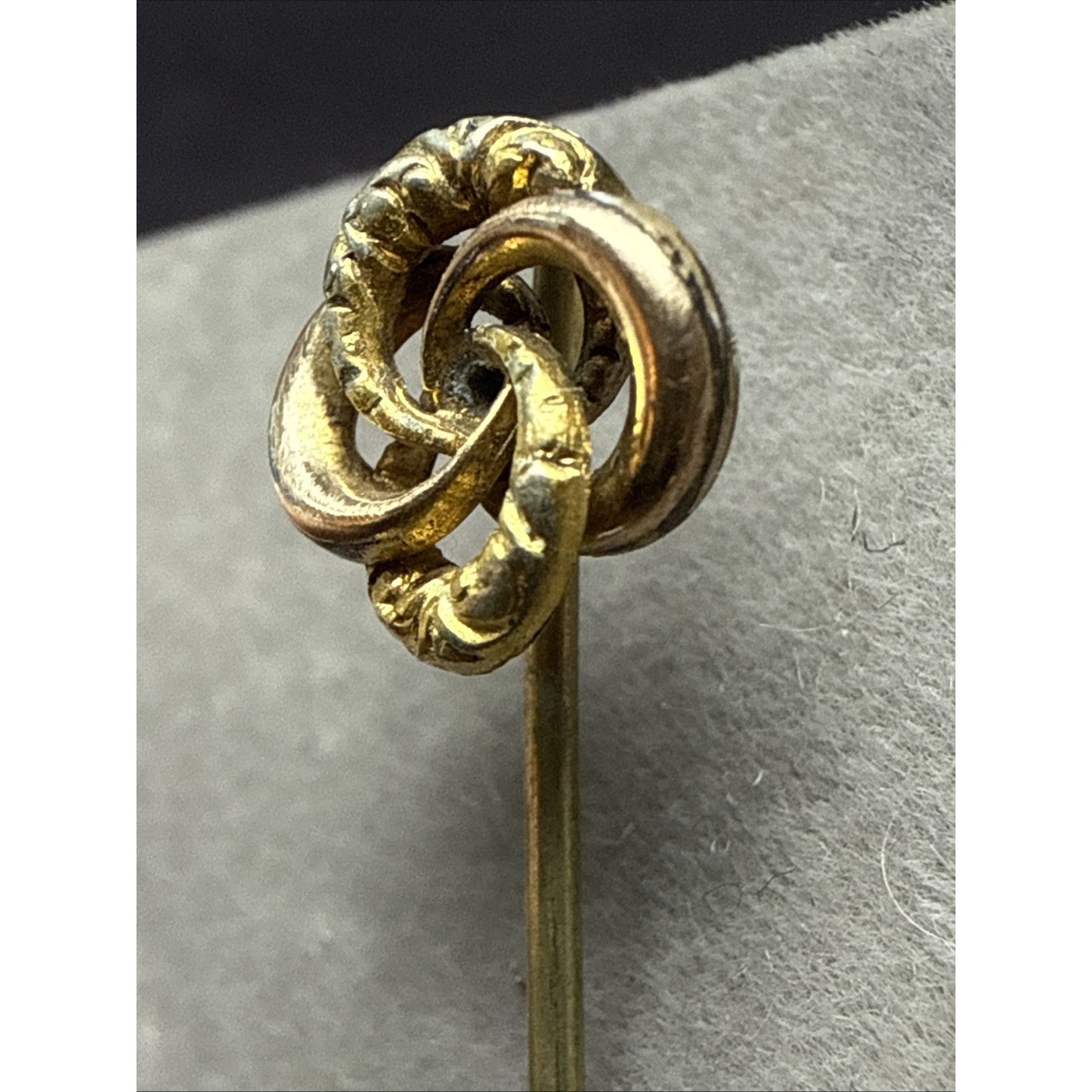 Antique Love Knot Rolled Gold Brass Victorian Stick Pin Hat Pin As Is