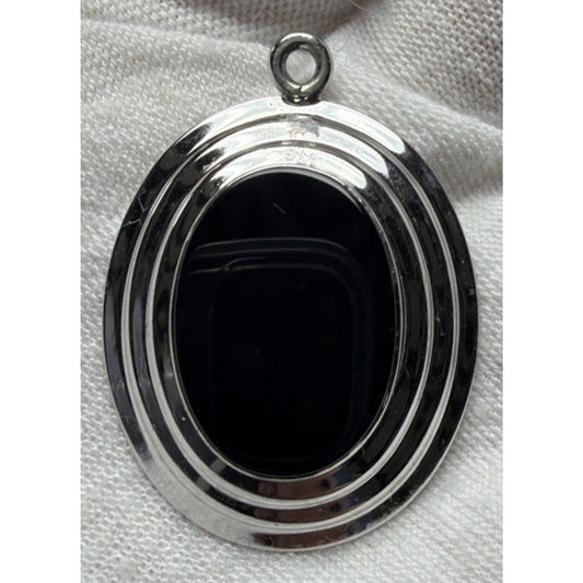 MCM A&Z Sterling Hayward STG Black Onyx Pendant Ribbed Read As-Is
