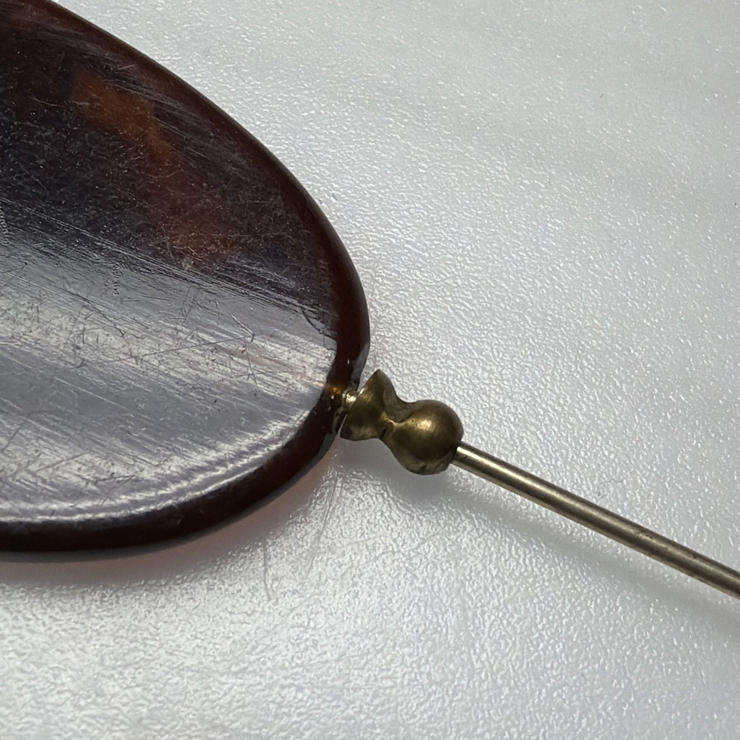 Art Deco Tortoise Shell Hair Pin Stick Pin Faux Hand Painted Enameled As Is