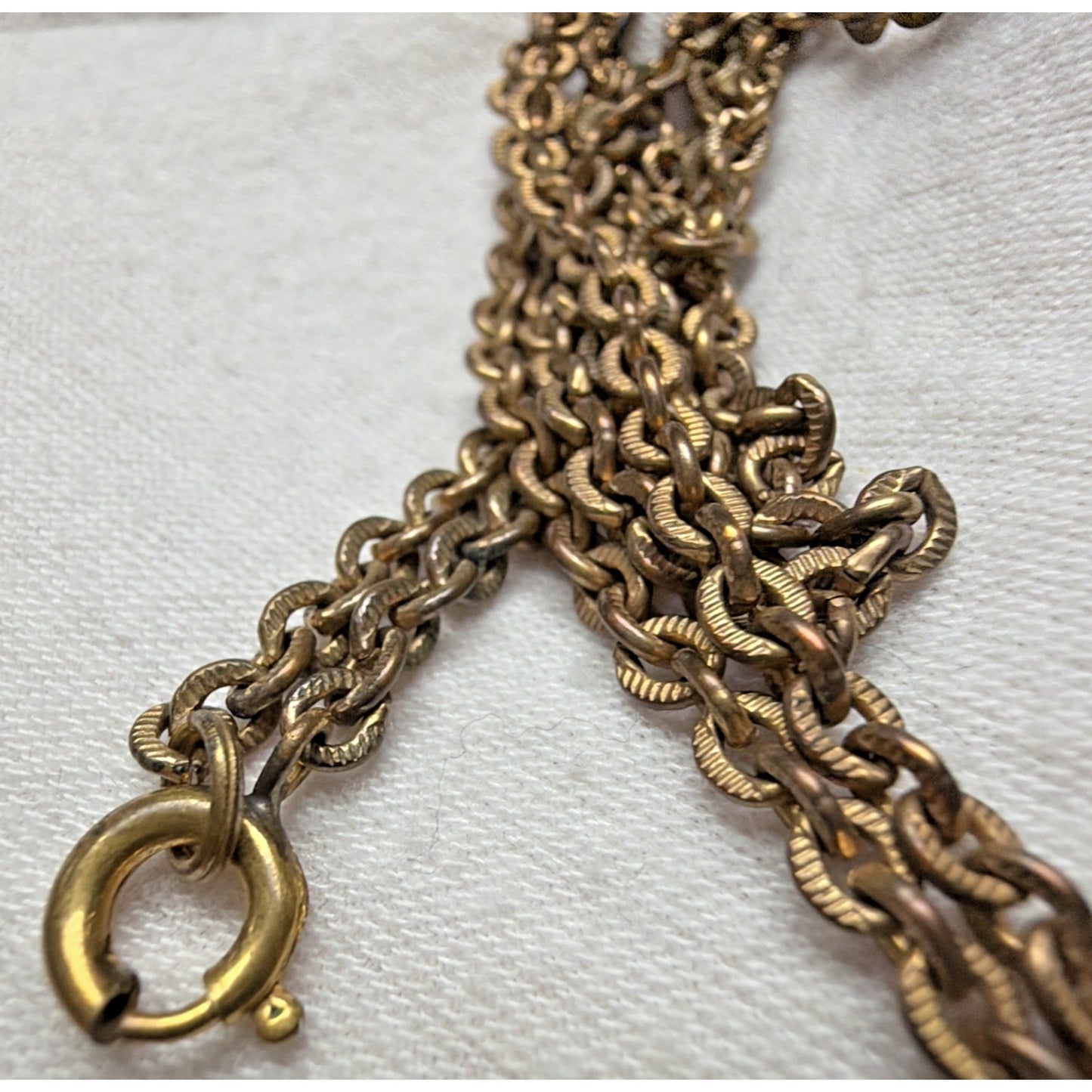 Victorian Edwardian Textured Links GF Chain Necklace As Is