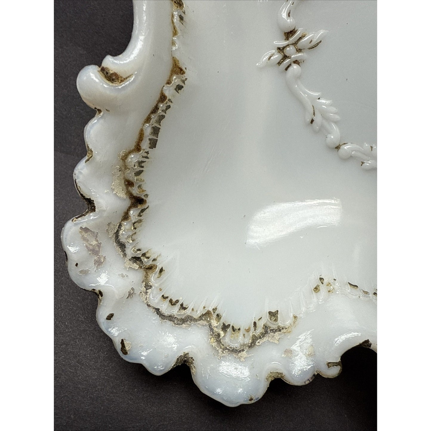 EAPG Dithridge Glass Opalware No 192 Open Handle Card Receiver Trinket Bowl