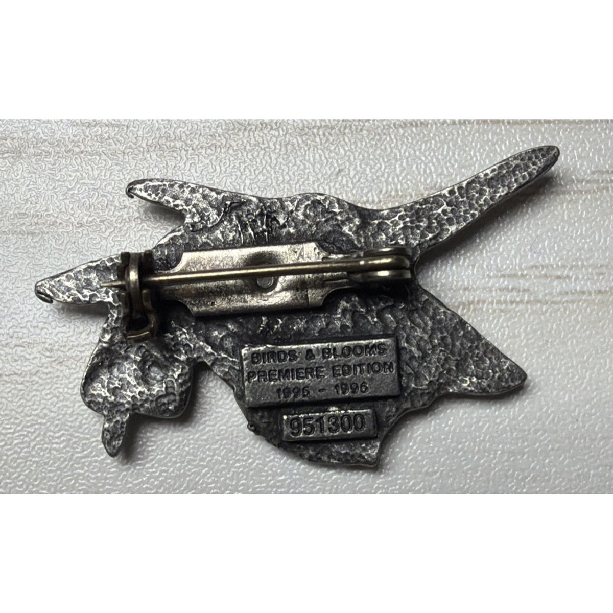 Vintage Birds and Blooms Pewter Pin Hummingbird Brooch 1995 1996 Premier Edition