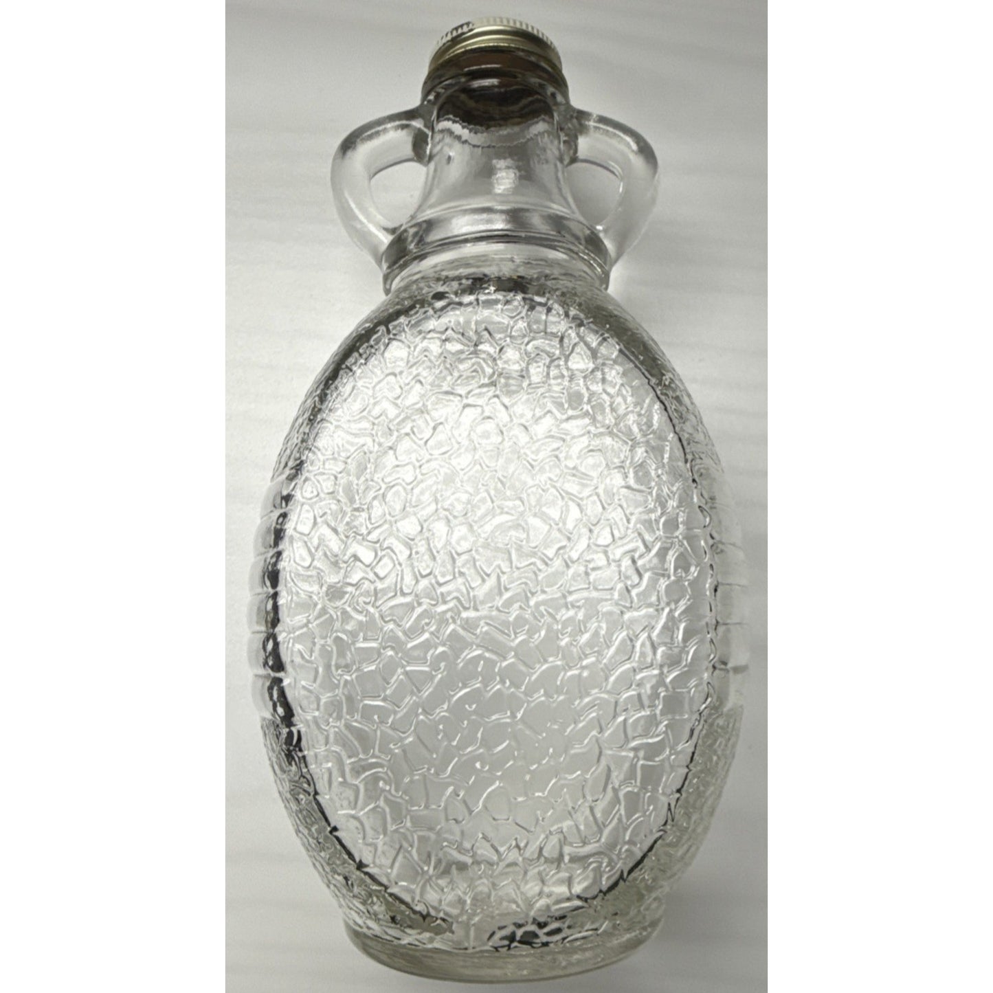 Vtg Hazel Atlas Textured Glass Double Handle Bottle Jar Textured Band 7-K-4693