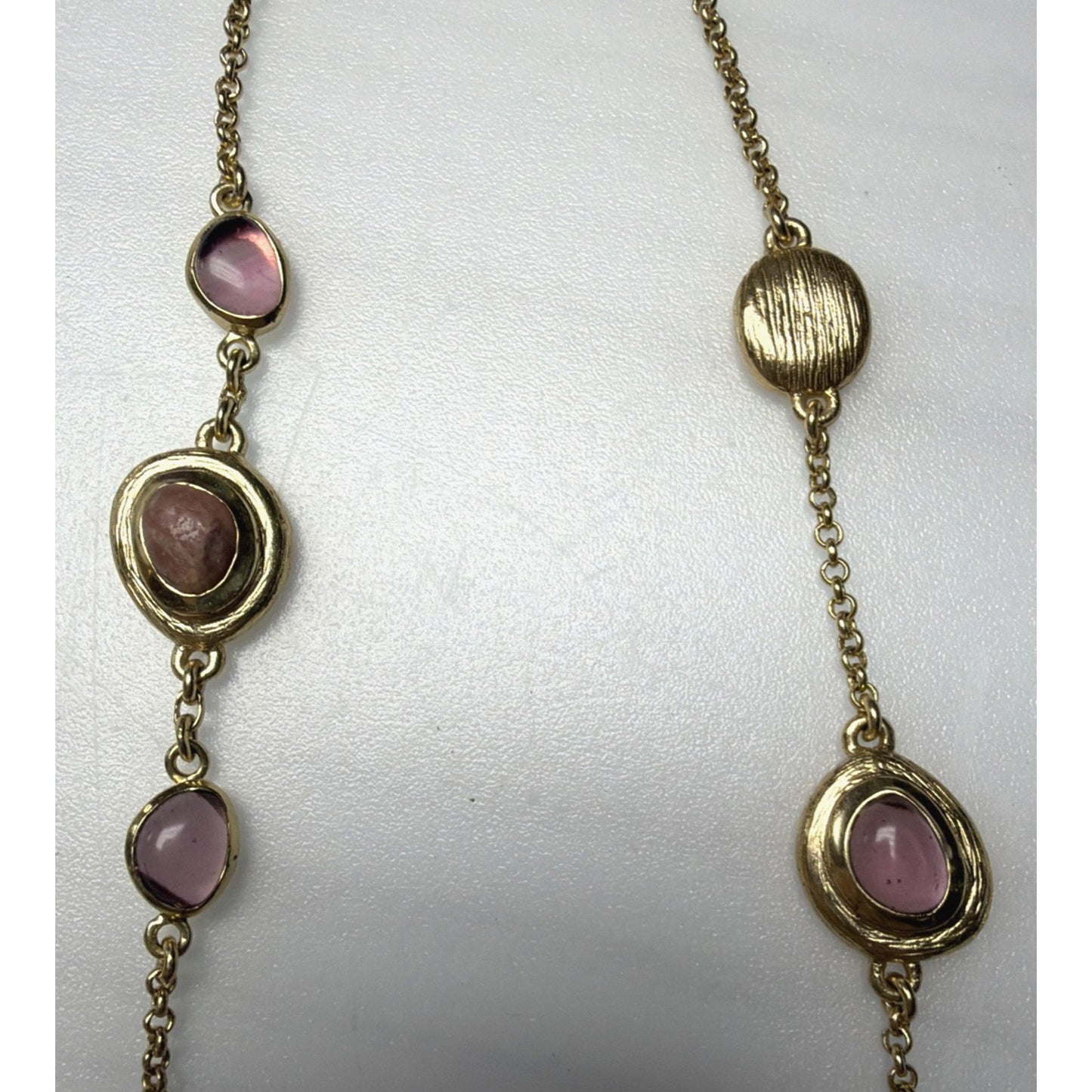 Cole Haan Semi Precious Gemstone Cabochon Station Necklace Gripoix Style Long