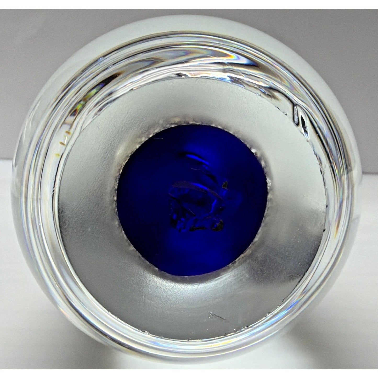 Vtg Large Art Glass Egg Paperweight Spiral Ribbon Cobalt Blue Aventurine Gold