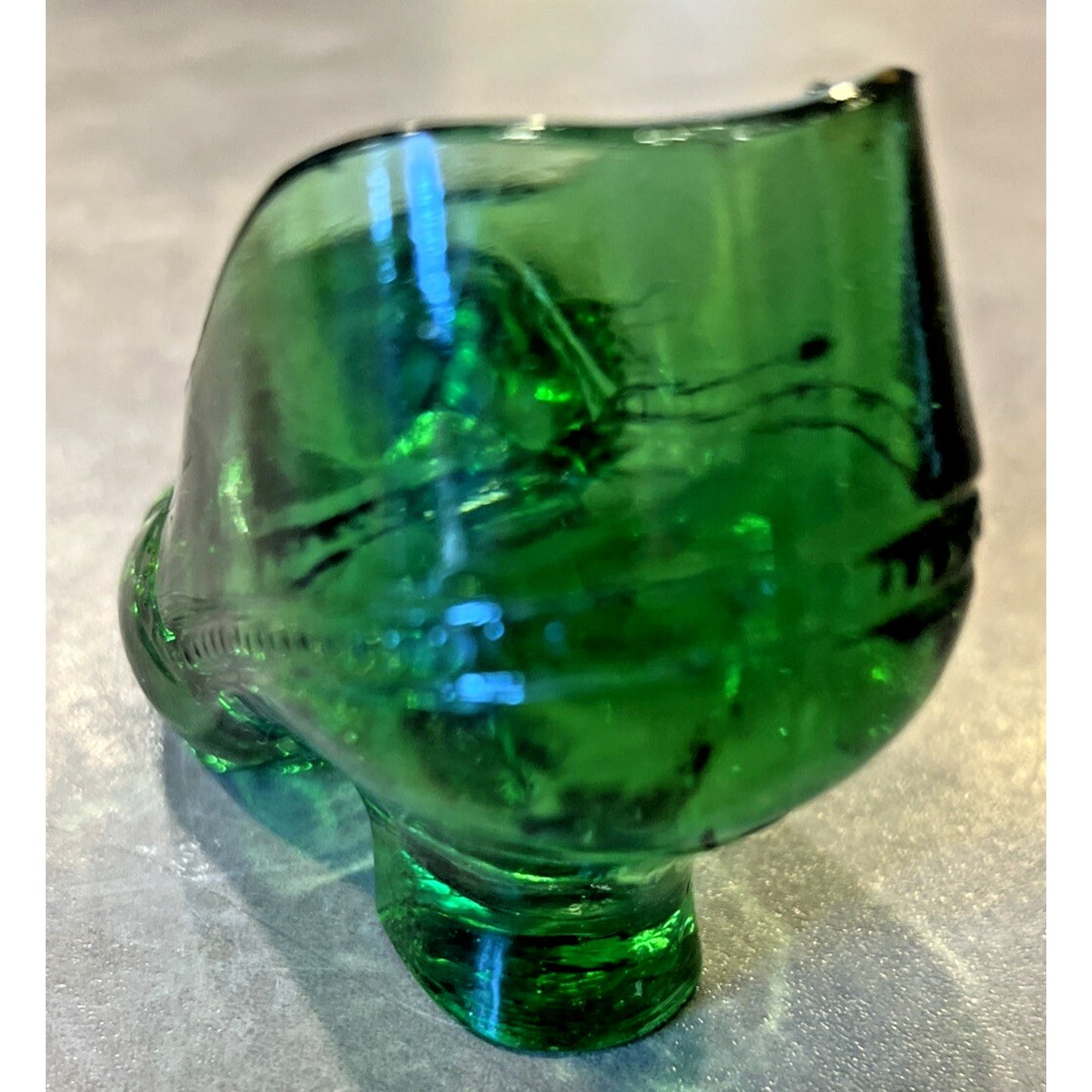 EAPG US Glass Green Ladies Shoe Novelty Ashtray Paperweight Heeled Slipper
