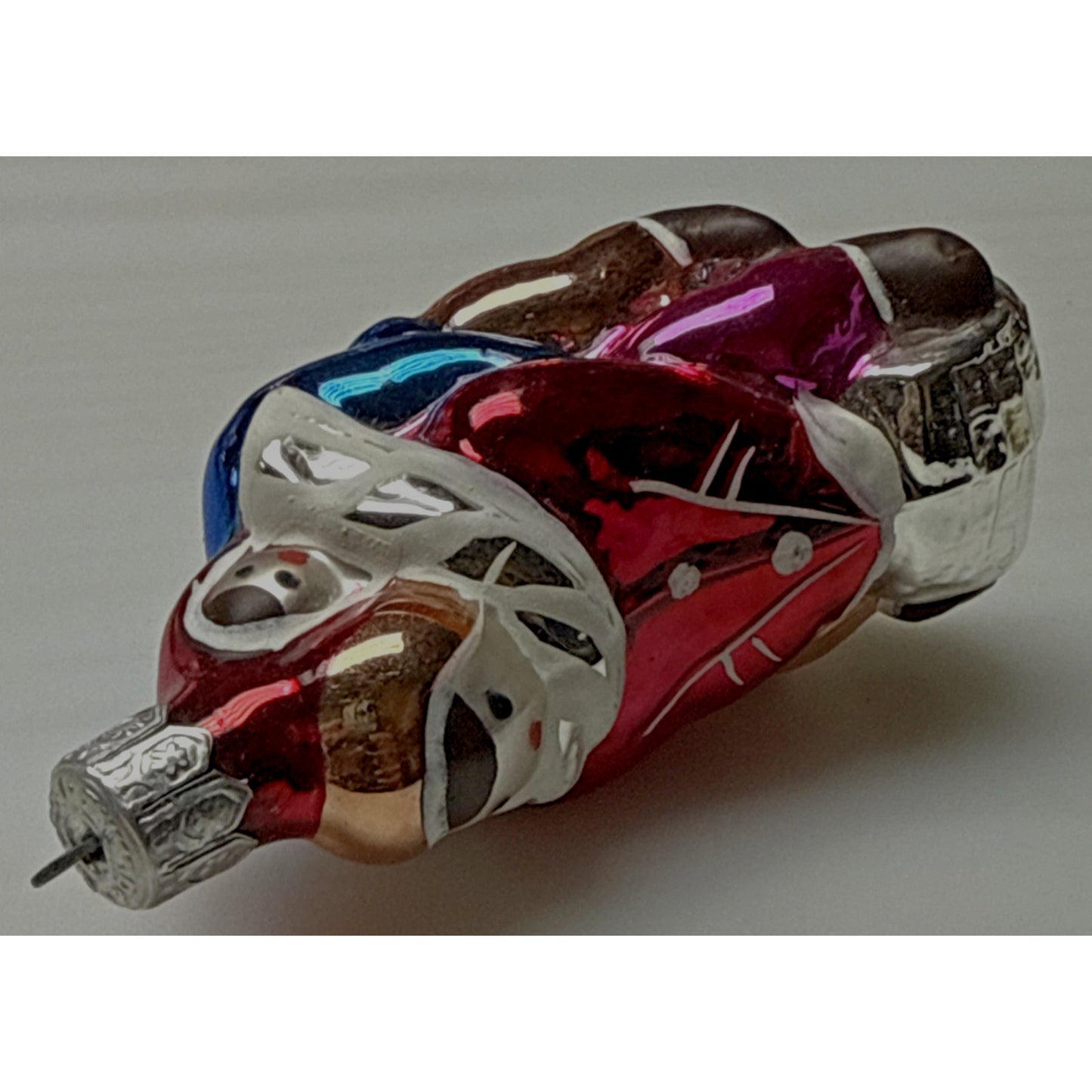 Vtg Blown Mercury Glass Christmas Ornament Figural Children on Sled Hand Painted