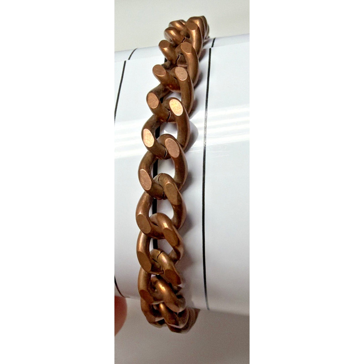Vintage Copper Flat Cuban Curb Link Chain Bracelet