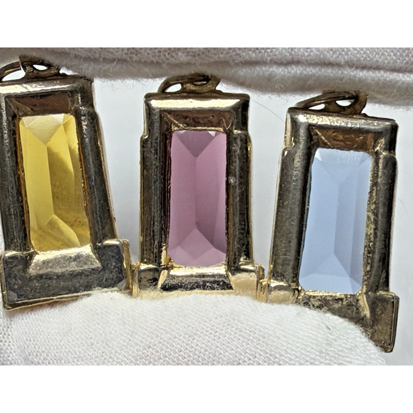 Vtg Lot of 5 Metal Glass Crystal Cut Gemstone Pendant Charms Lantern As Is Read