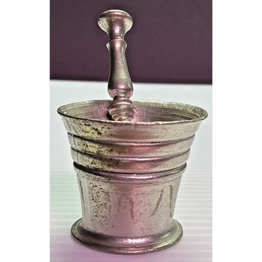 Vintage Mini Pestle Mortar Silver Metal Pewter