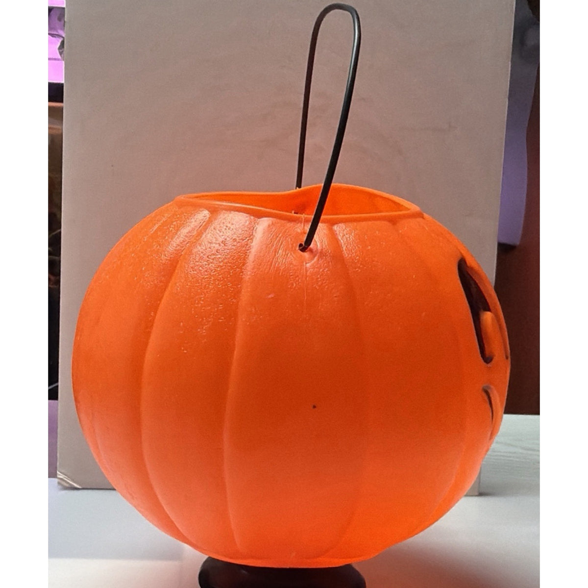 Vtg Union Products Halloween Blow Mold Pumpkin Jack O Lantern Candy Bucket Pail