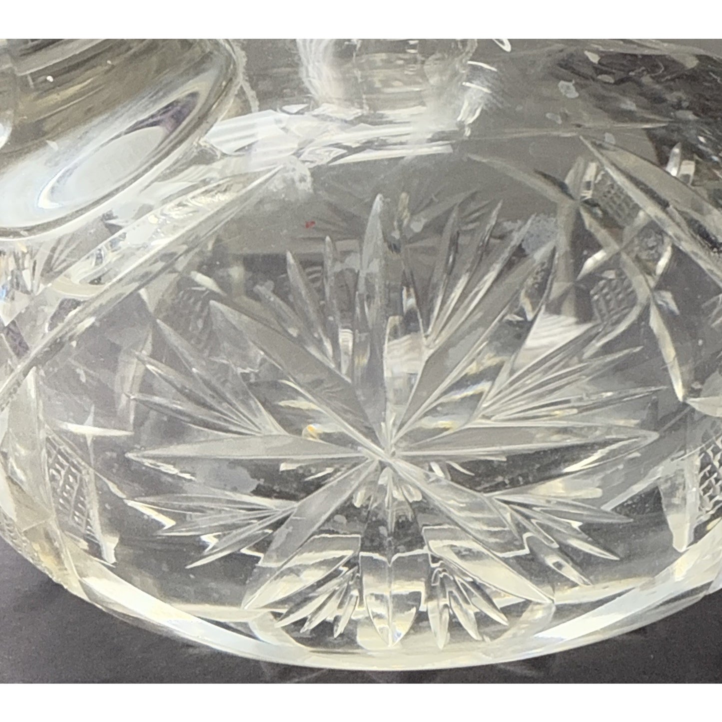 American Brilliant Cut Glass Cruet Oil Stopper Star Snowflake As Is