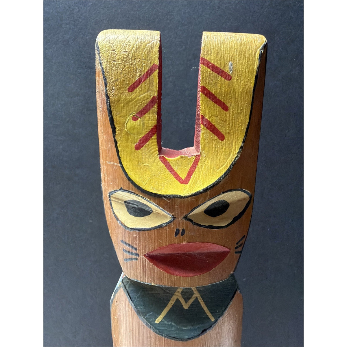 Old Hand Carved Painted Totem Pole Stacked Native Southwest As Is