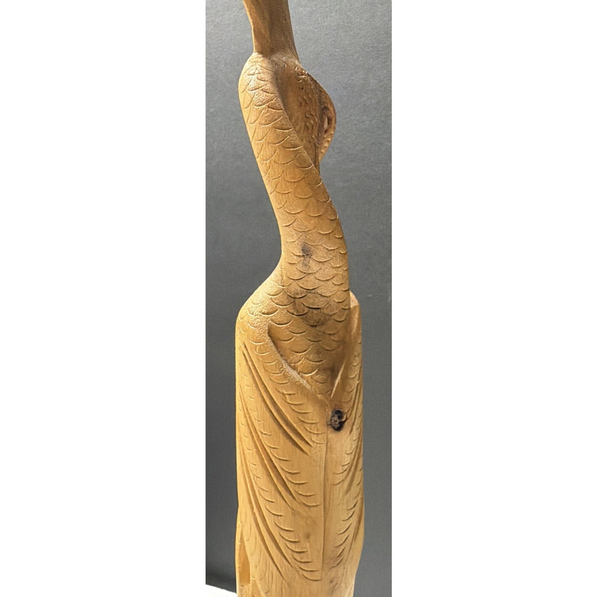Vintage Hand Carved Heron Egret Sculpture Burlwood Wood Root Bird Statue