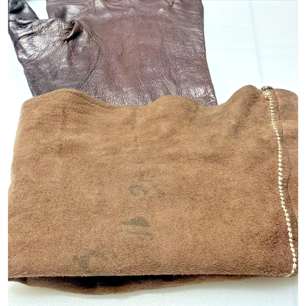 Vintage Launder Leather Brown Gloves Washable Table Cut Size 7.5 As Is
