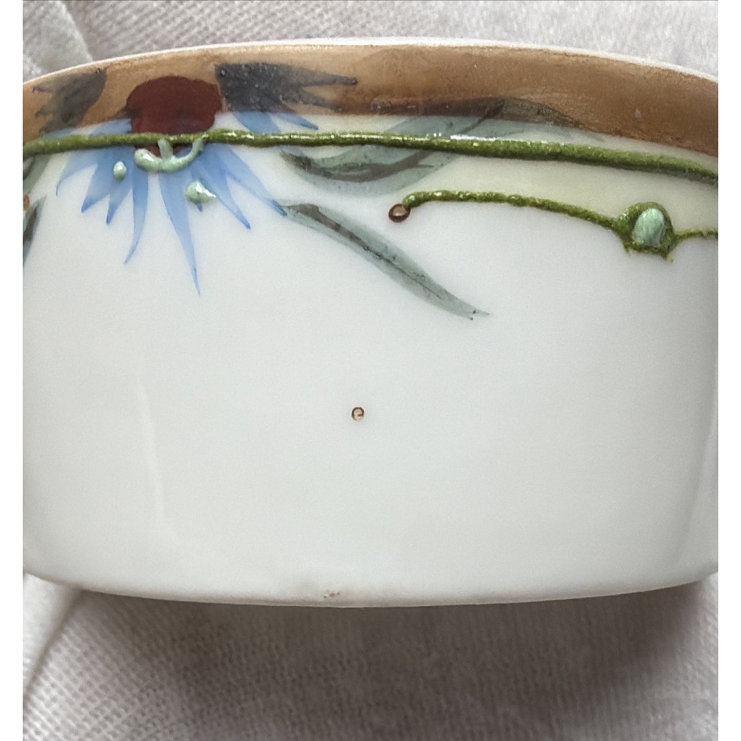 Antique Lot of 3 Hand Painted Nippon Moriage Floral Covered Trinket Vanity Jars