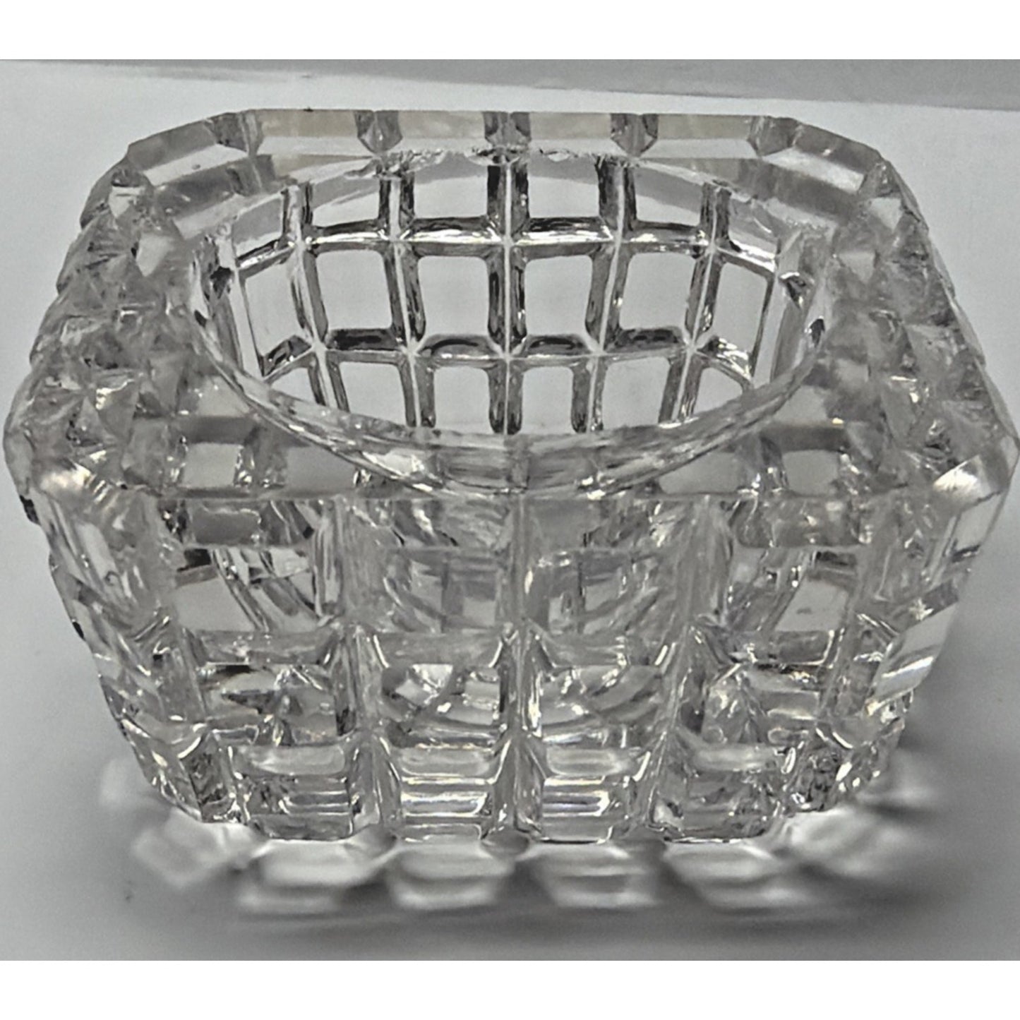 EAPG or ABP Lot of 6 Crystal Glass Square Open Salt Cellar Block Pattern As Is