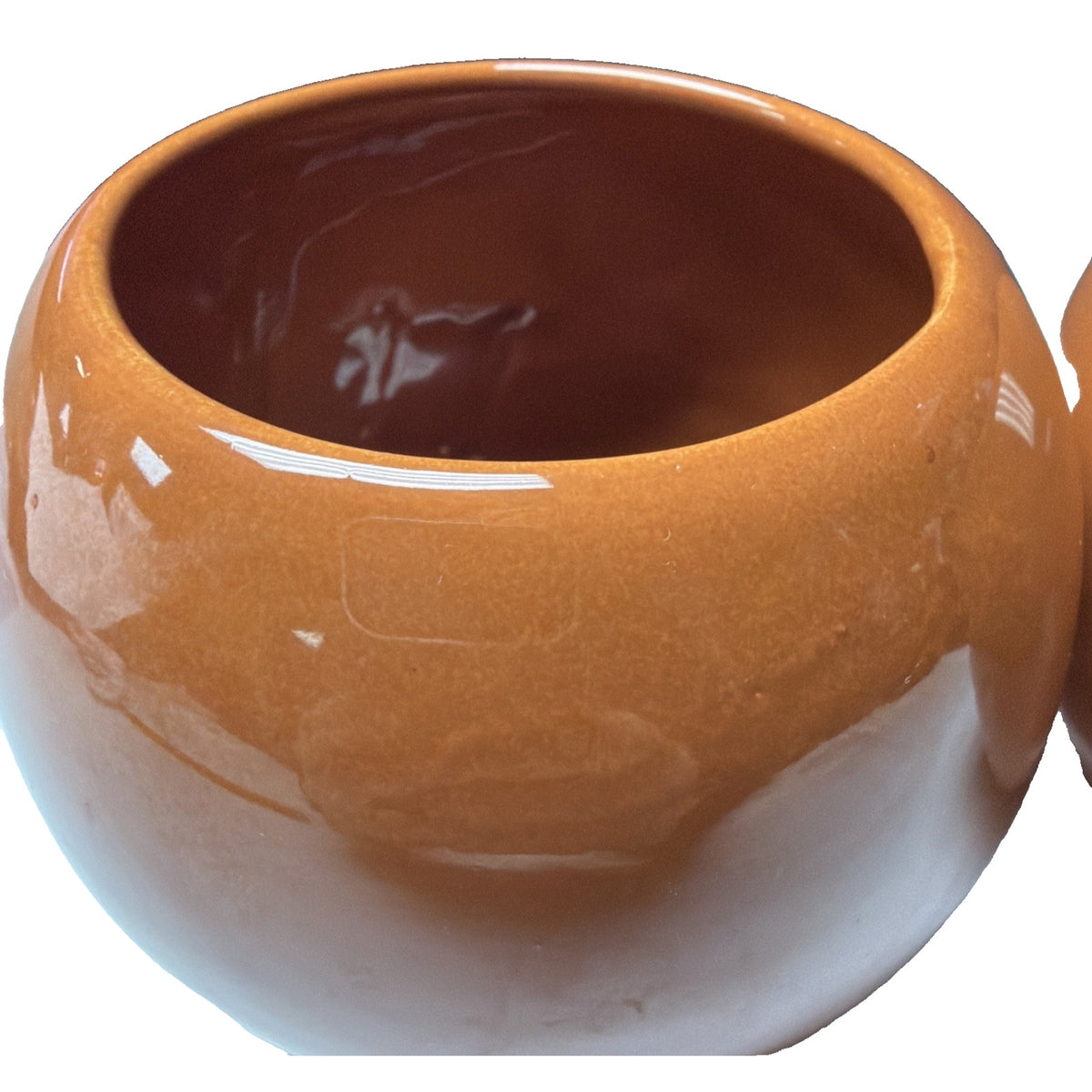 MCM Lot of 2 Haeger Pottery Orb Spherical Ball Planter Vase As Is Brown Read