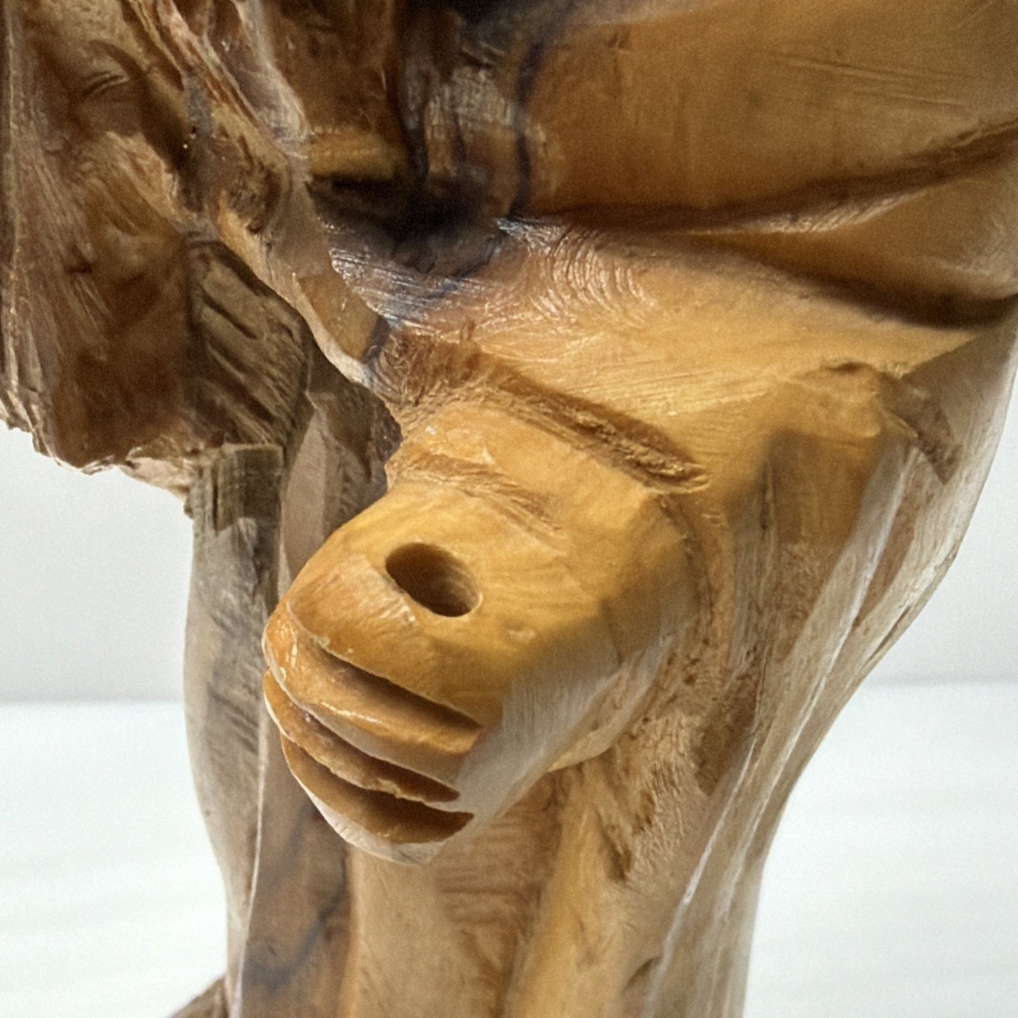 Vintage Hand Carved Olive Wood Moses Sculpture Ten Commandments As Is