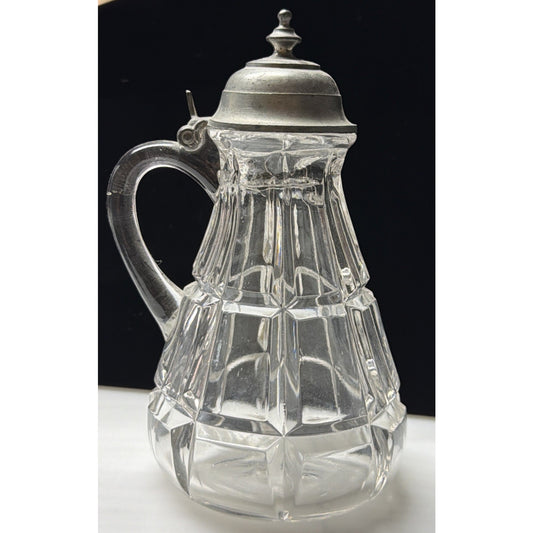 EAPG Unidentified Squares Molasses Can Syrup Dispenser Pewter Lid Spout