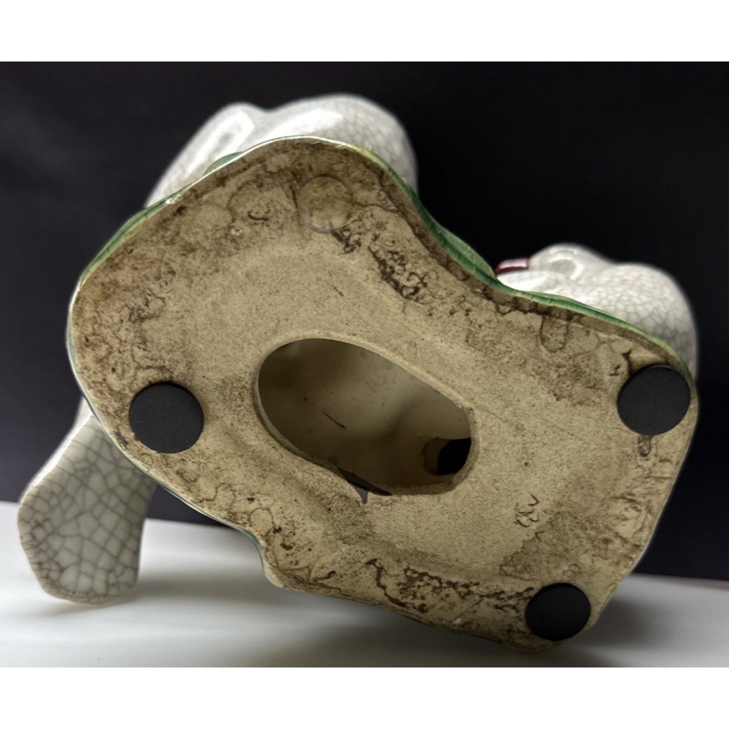 Vintage Chinese Crackle Glazed Majolica Pottery Doves Love Birds Sculpture