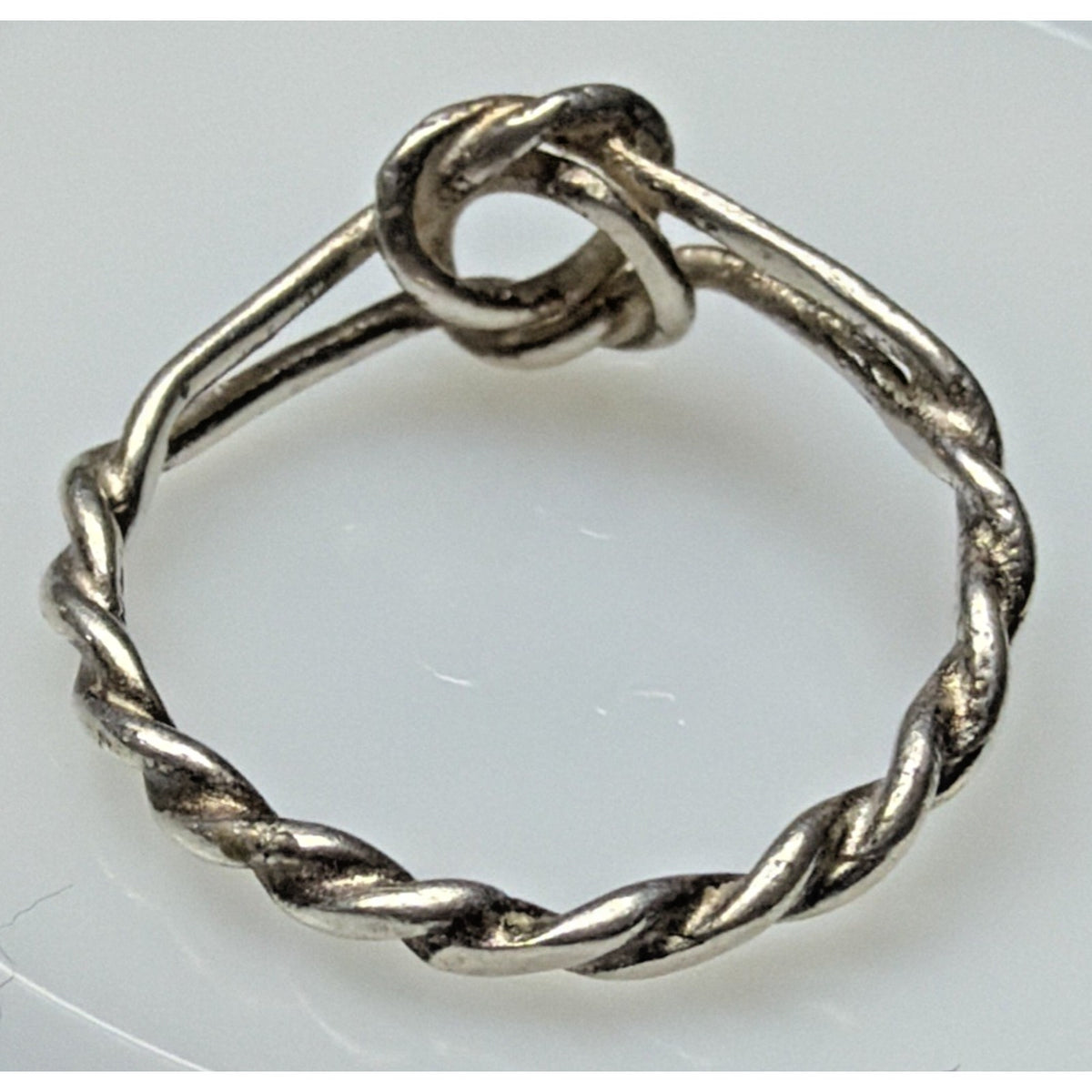 Antique 14k White Gold Twisted Rope Love Knot Ring Sz 4.5 As Is