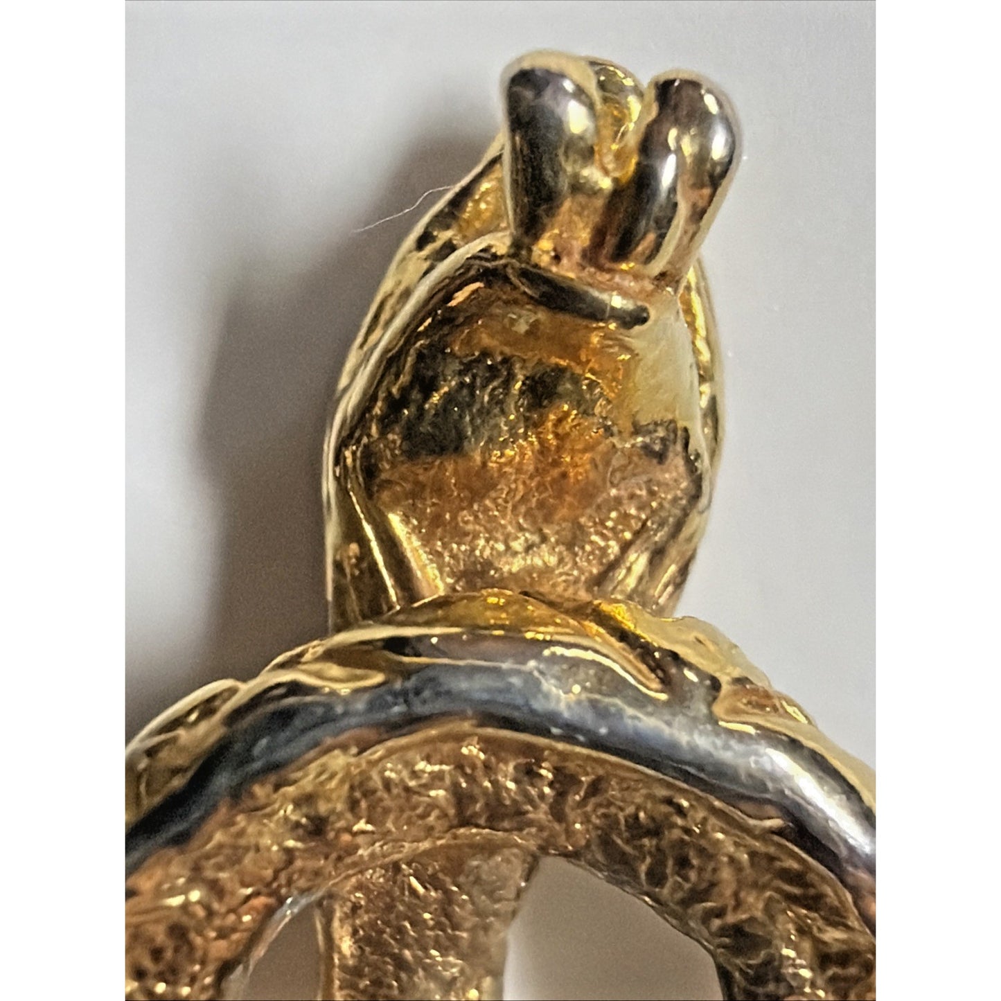 Vtg Coiled Snake Serpent Pendant Charm Open Mouth Ruby Eyes Gold Tone Infinity