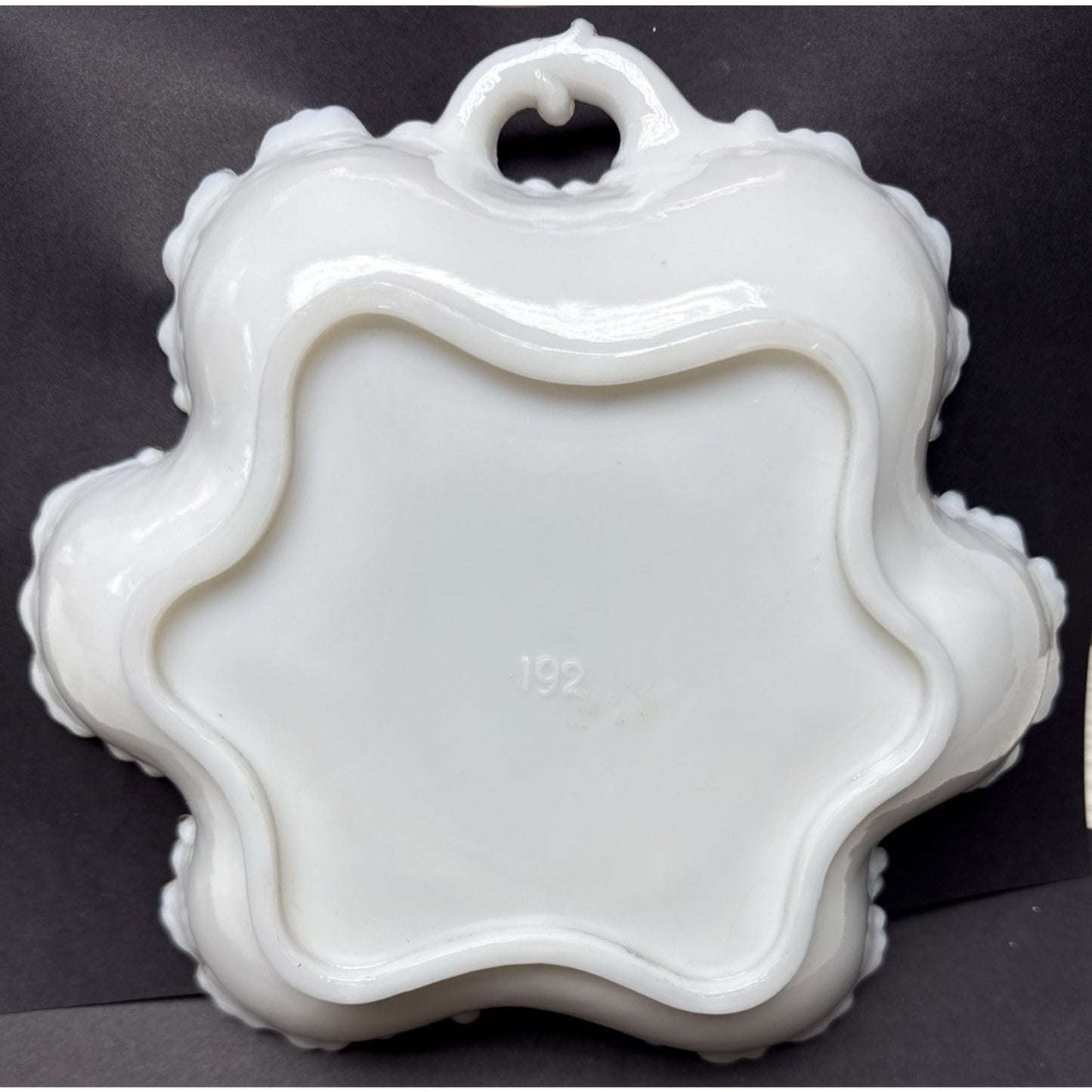 EAPG Dithridge Glass Opalware No 192 Open Handle Card Receiver Trinket Bowl