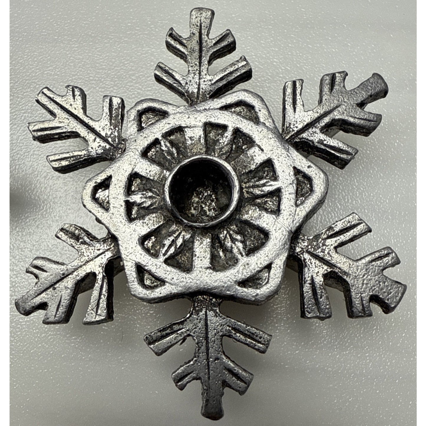 Vintage Lot of 4 Metzke Pewter Snowflake Taper Candle Holders