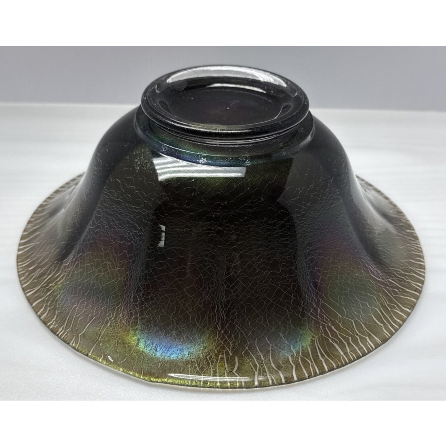 Vintage Imperial Glass Smoke Carnival Stretch Wide Panel Bowl Flare Rim As Is